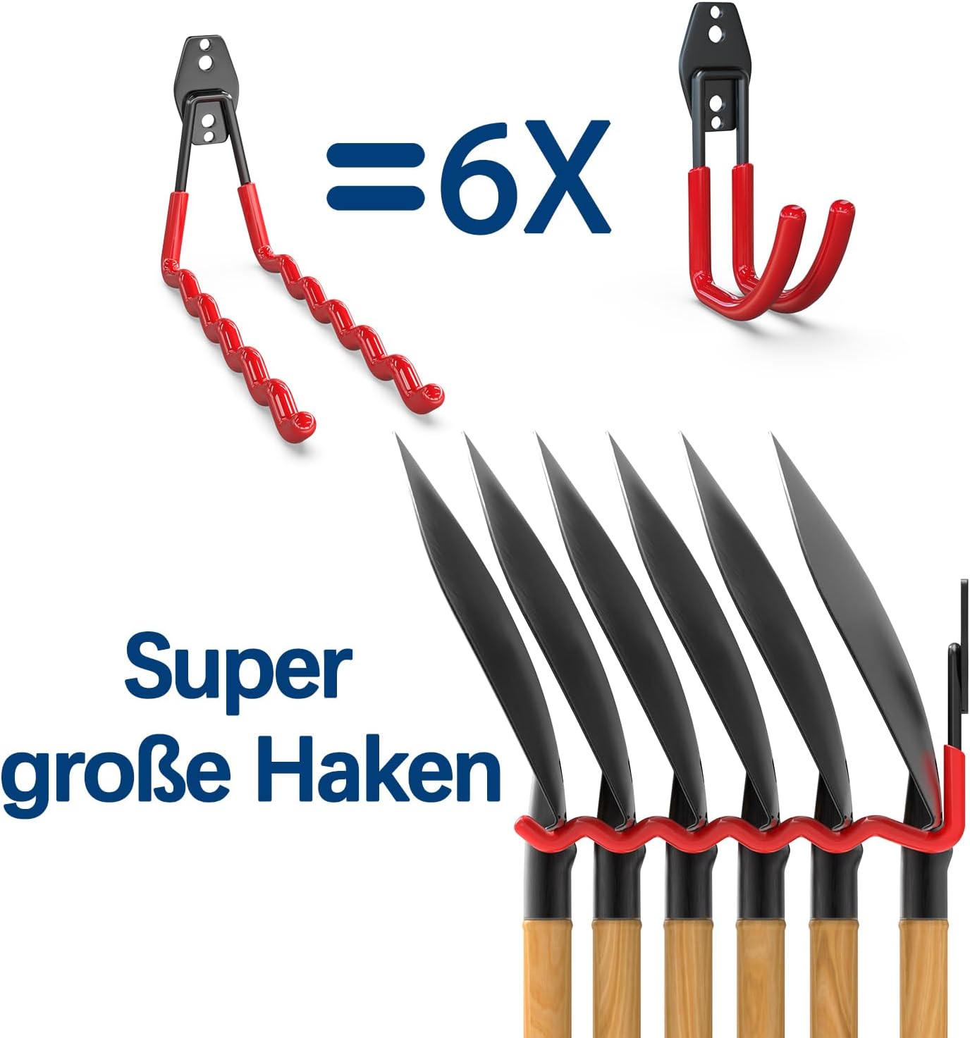 31-teiliges Schwerlast-Gerätehaken-Set für Garage, Rot 31pc