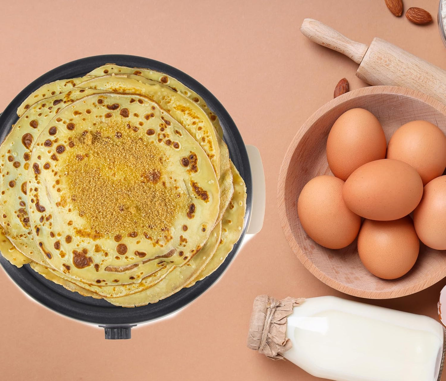 Crêpe-Pfannkuchen-Pfanne, Hellbraun
