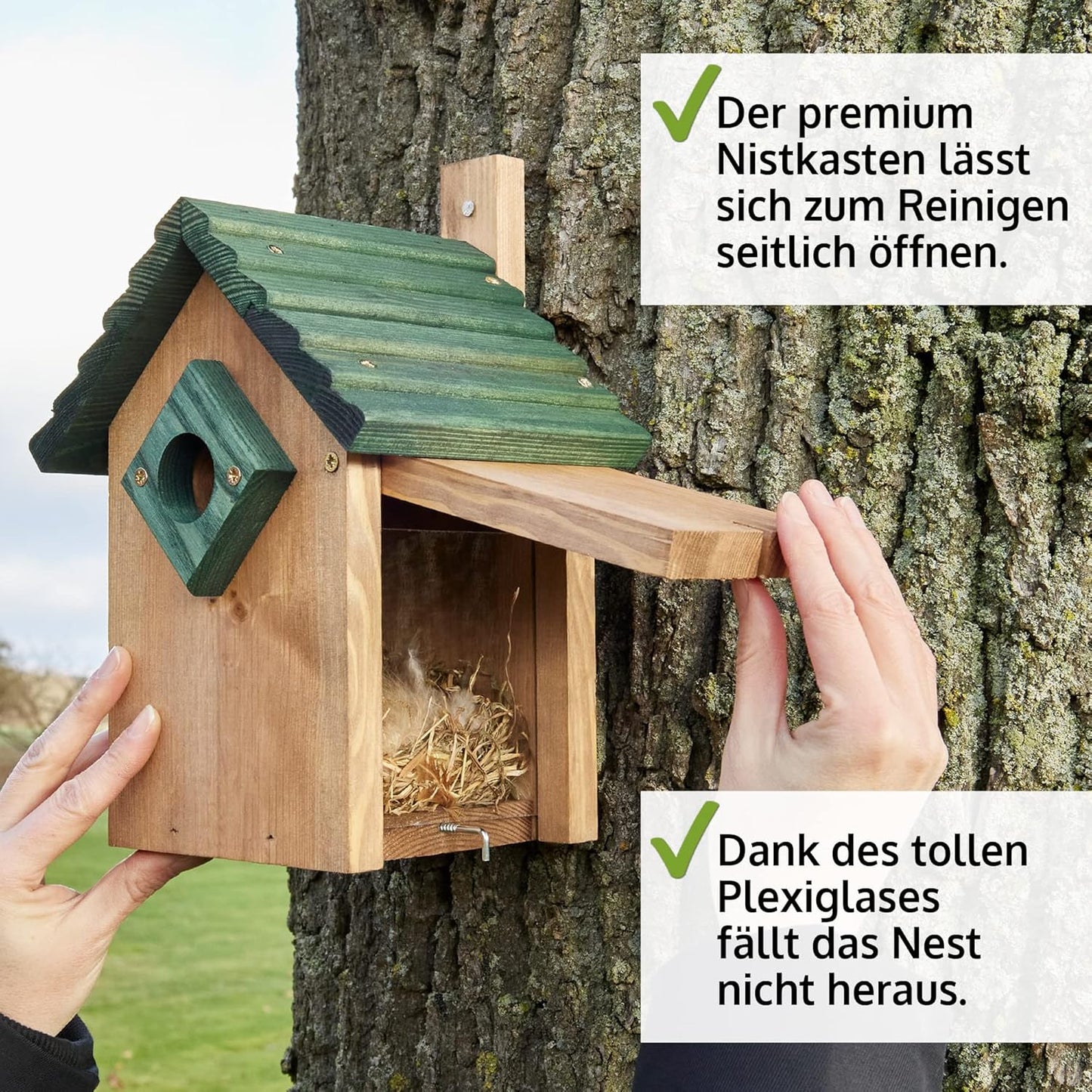 Stabiler Nistkasten für Wild- & Gartenvögel
