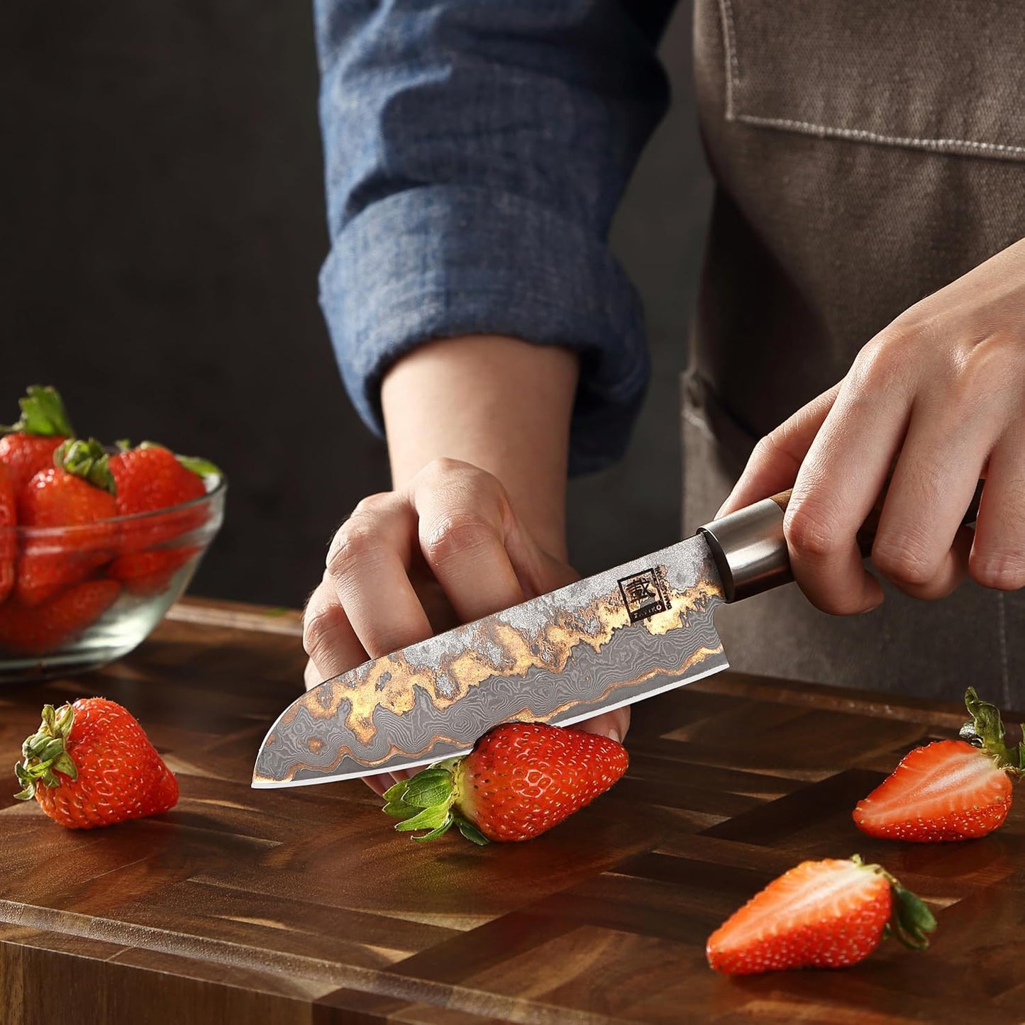 MysticMagma Damastmesser Santoku, Santoku (Klein)