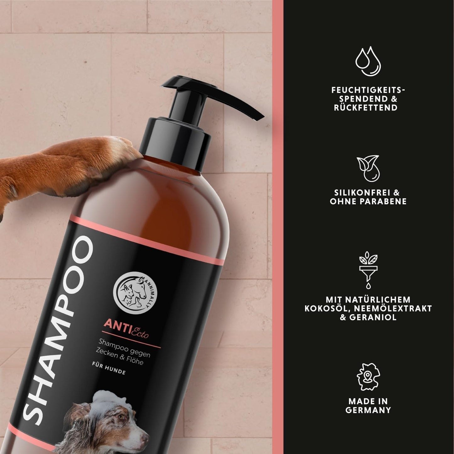 Anti-Zecken & Flohshampoo für Hunde mit Neem-Extrakt