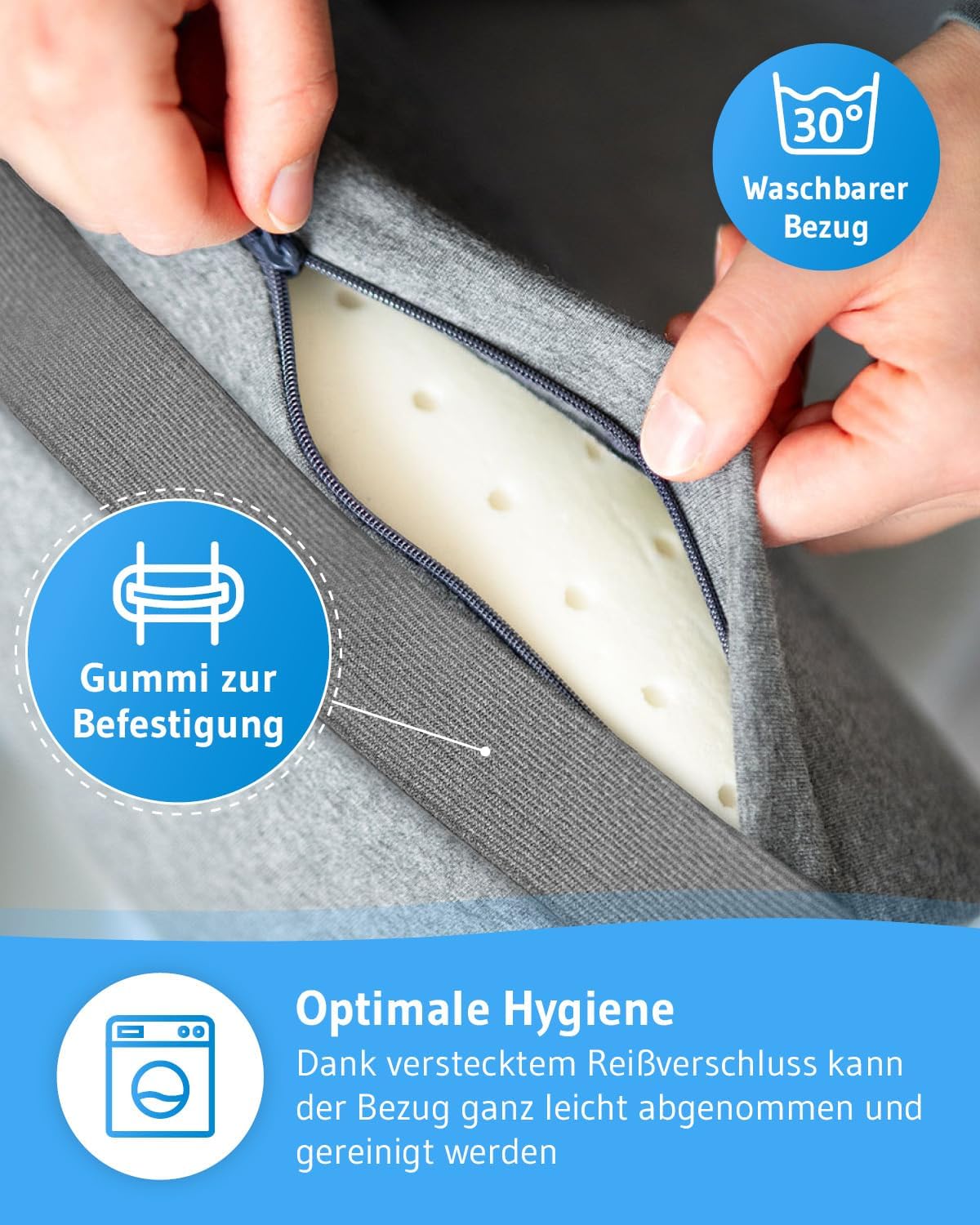 Ergonomische Nackenrolle UniROLL, Flexifit - Grau 32 x 12 cm