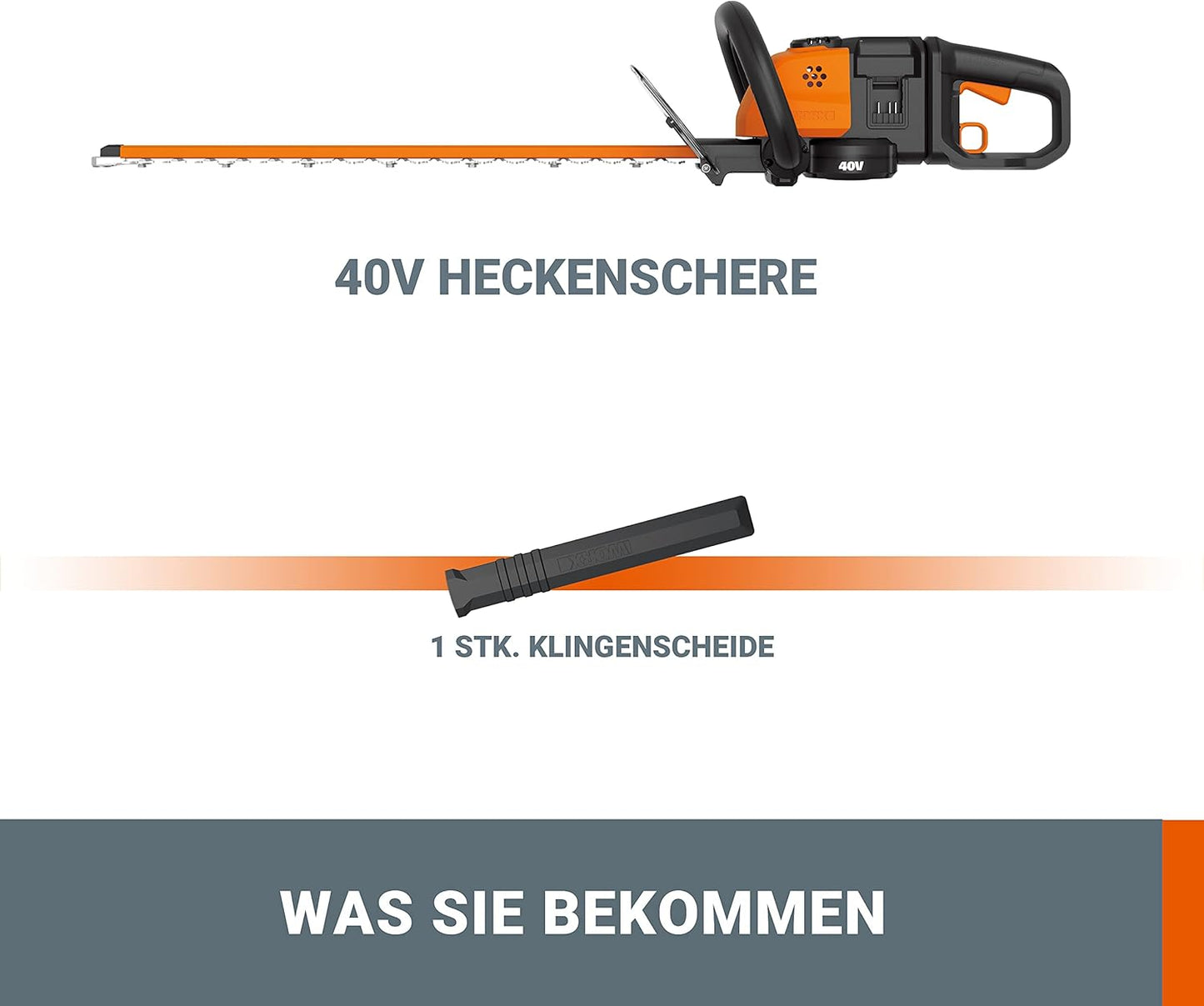 Akku-Heckenschere WG284E.9, 60cm Schwertlänge ohne Akku & Ladegerät
