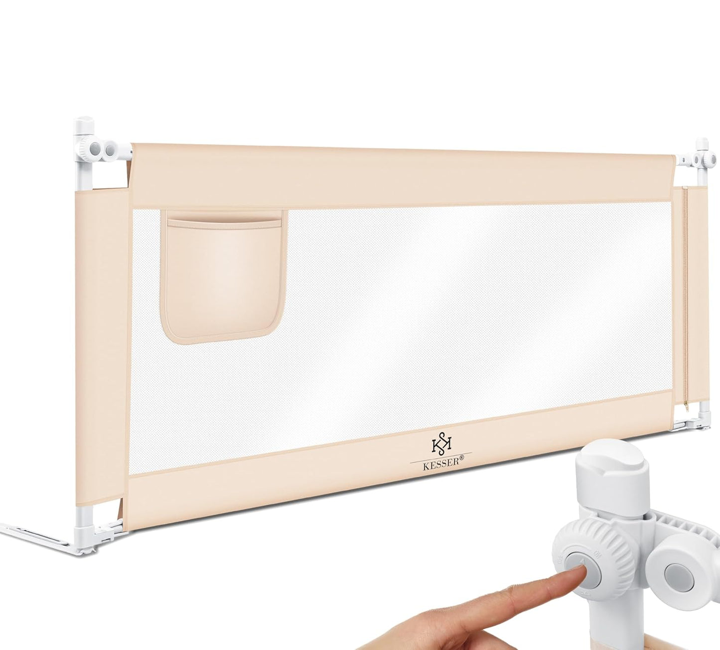 Klappbares Bettschutzgitter mit Tasche, 180cm Beige