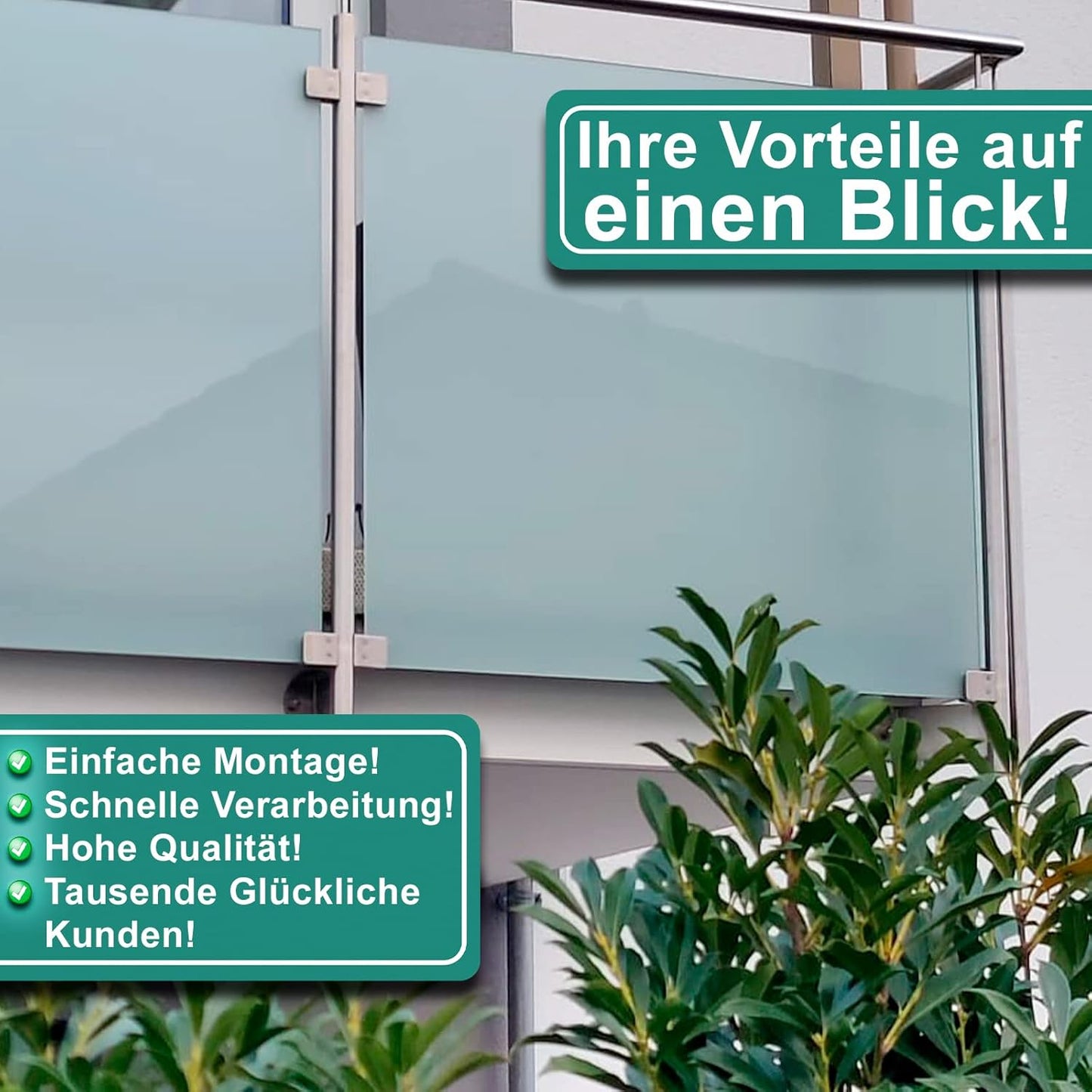 4er-Set Glasklemme, Anschluss: 42,4 mm | Glasdicke: 8 mm