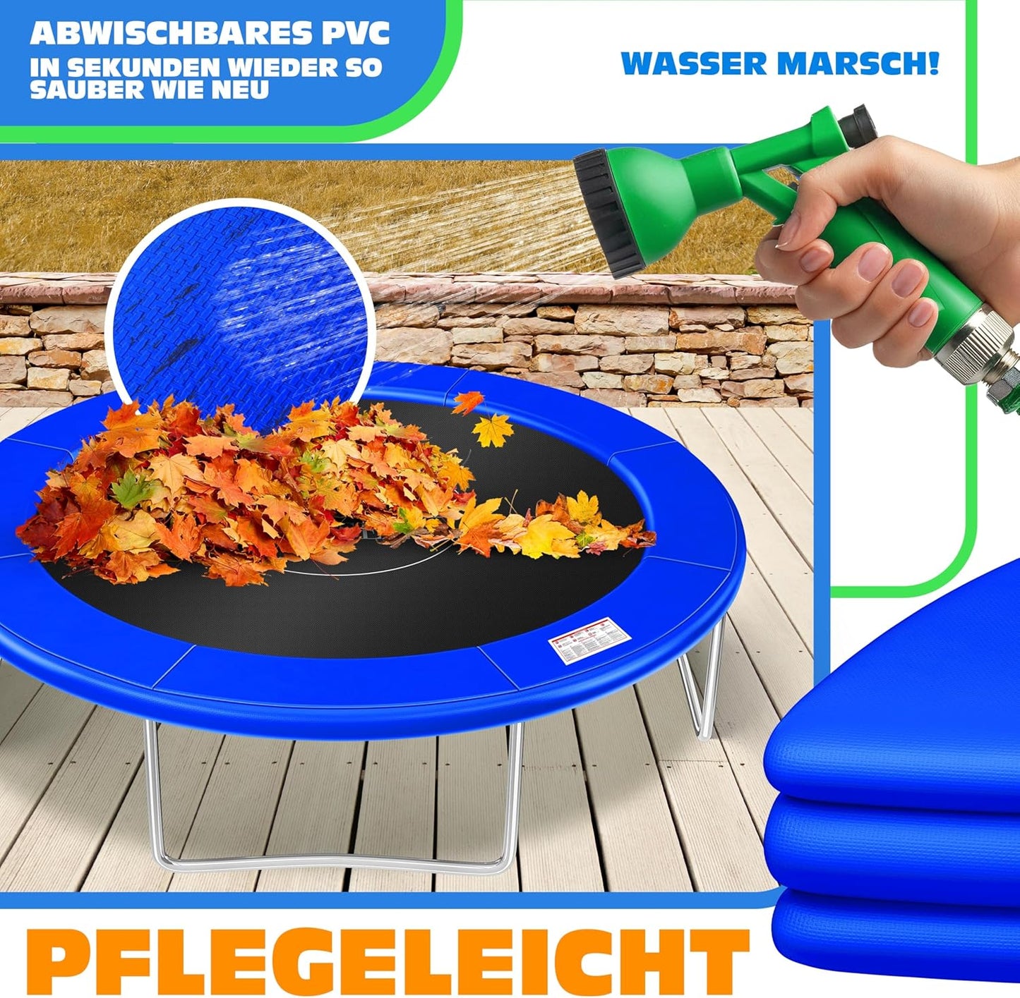 Trampolin Randabdeckung UV-beständig, Blau 366 cm