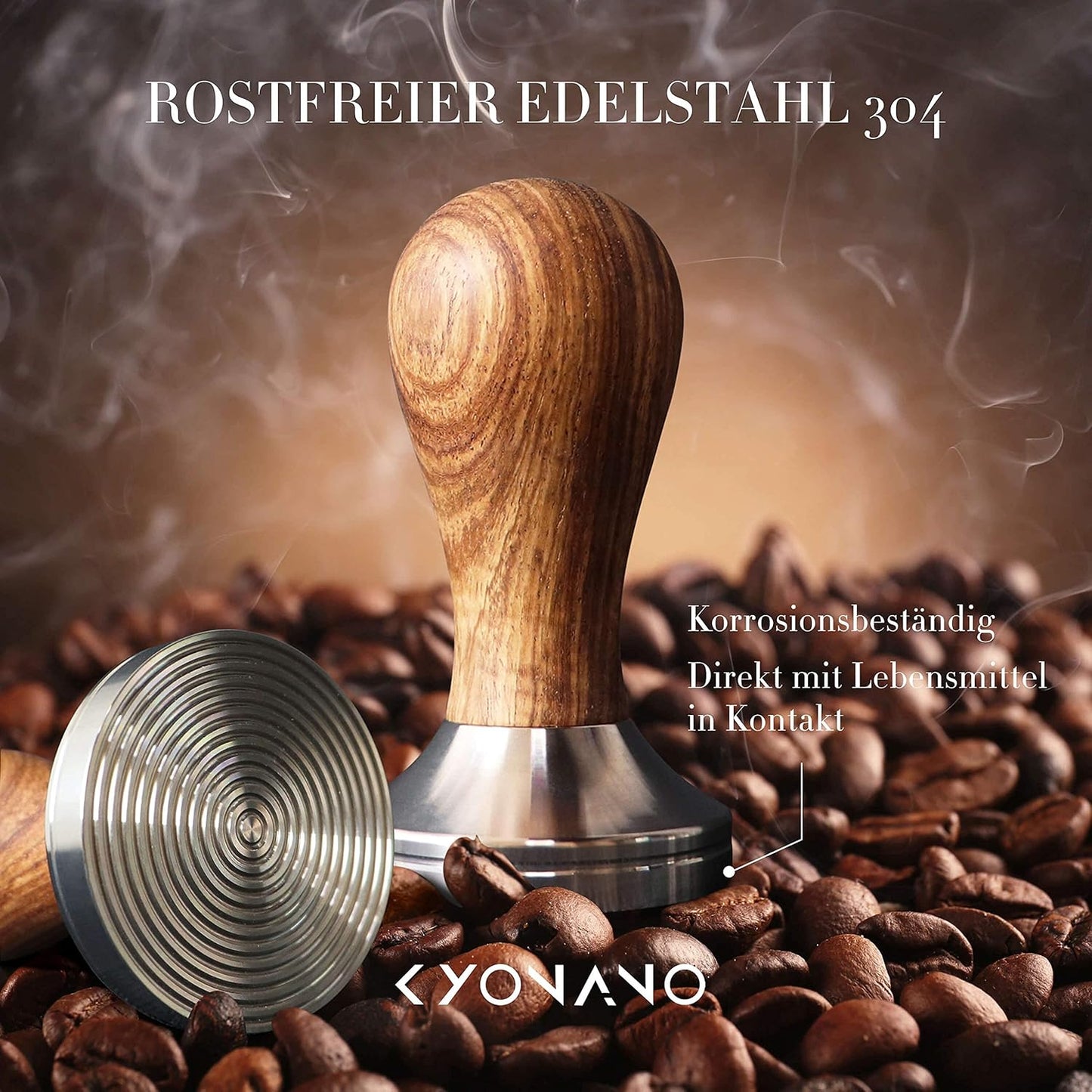 3-teiliges Barista Set mit Tamper, Matte und Milchkännchen, 51mm Gelbe Birneholz