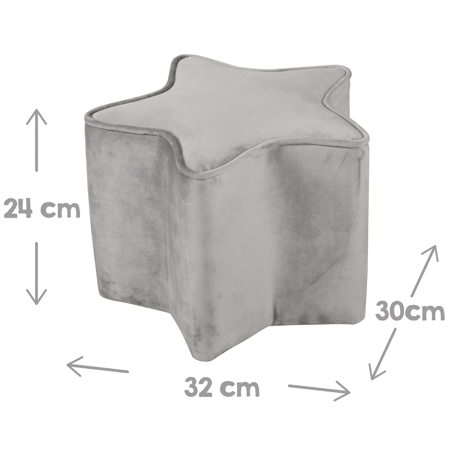 Kinderhocker Lil Sofa, Sternform Silbergrau