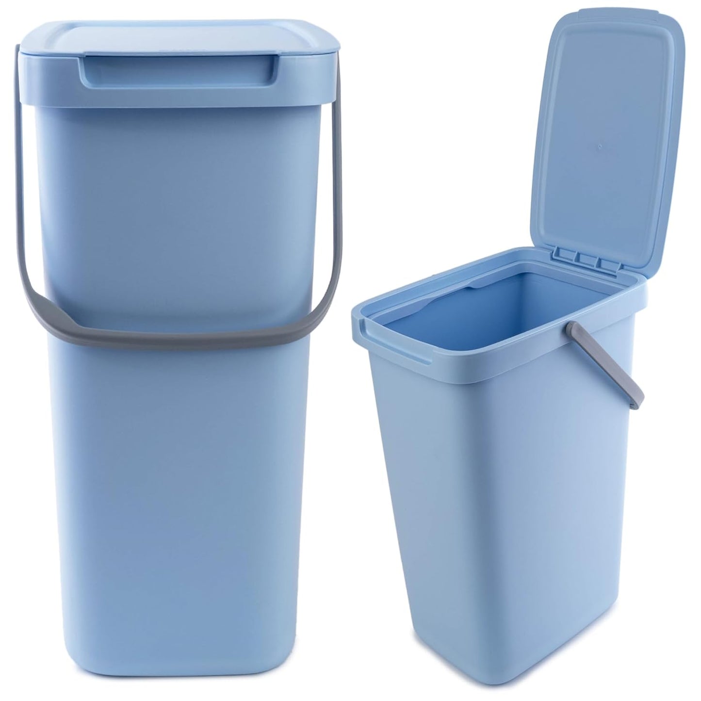 Abfallbehälter mit Deckel und Griff, 12L / Blau
