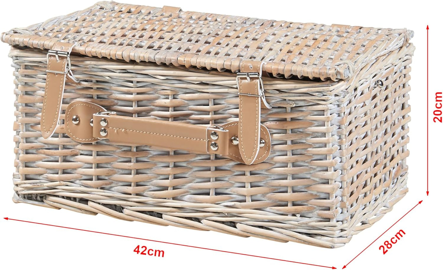 Picknickkorb Lumparland für 4 Personen, Weiß / Blau 42 x 28 x 20 cm