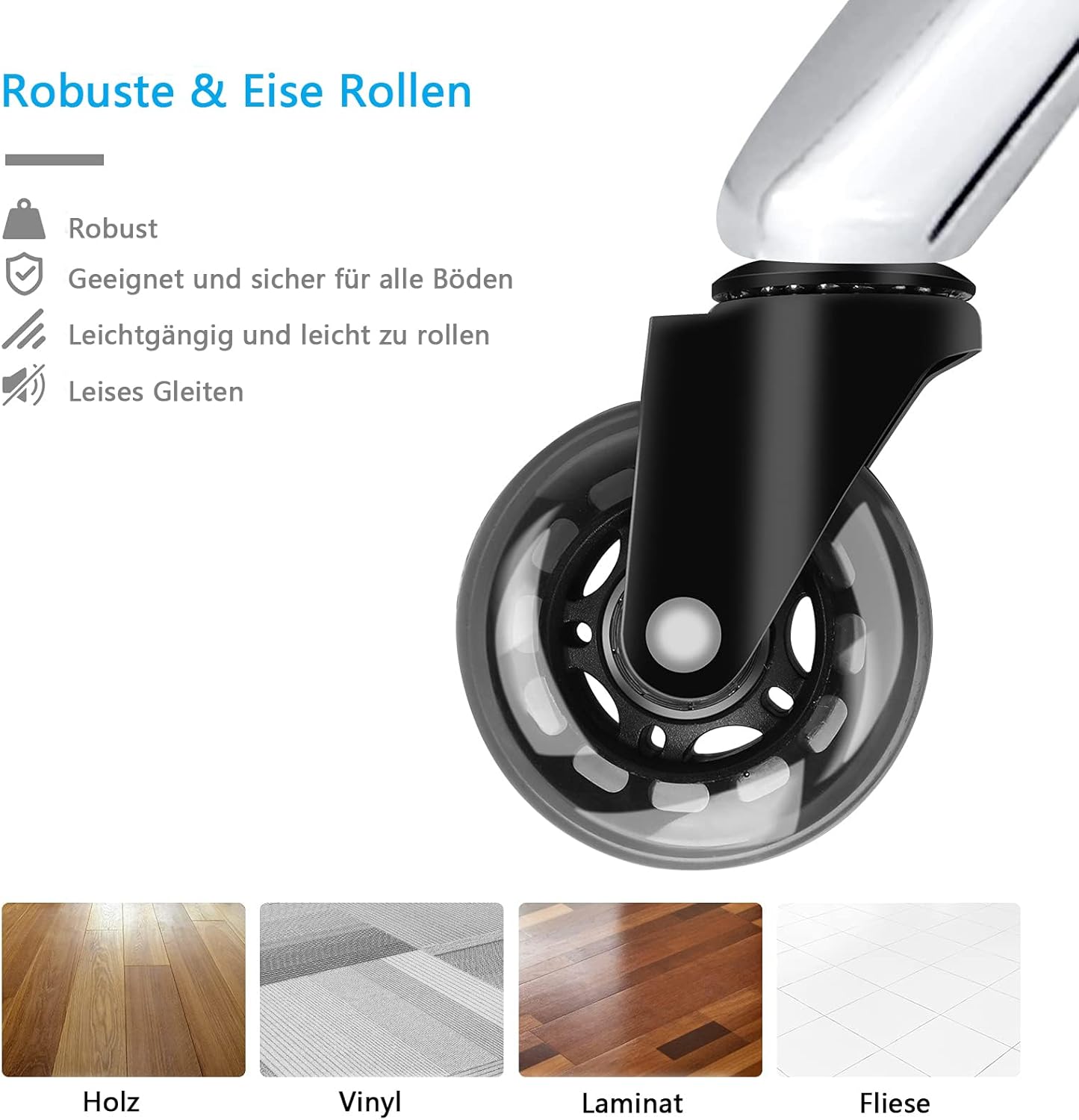 Höhenverstellbarer Hocker mit Rollen (bis 180 kg), Schwarz