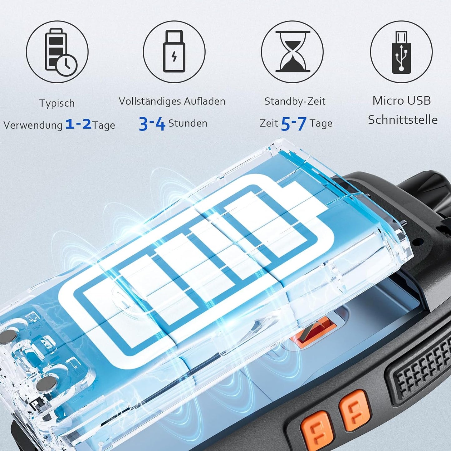 88E Walkie Talkie mit Taschenlampe, 2 Stück