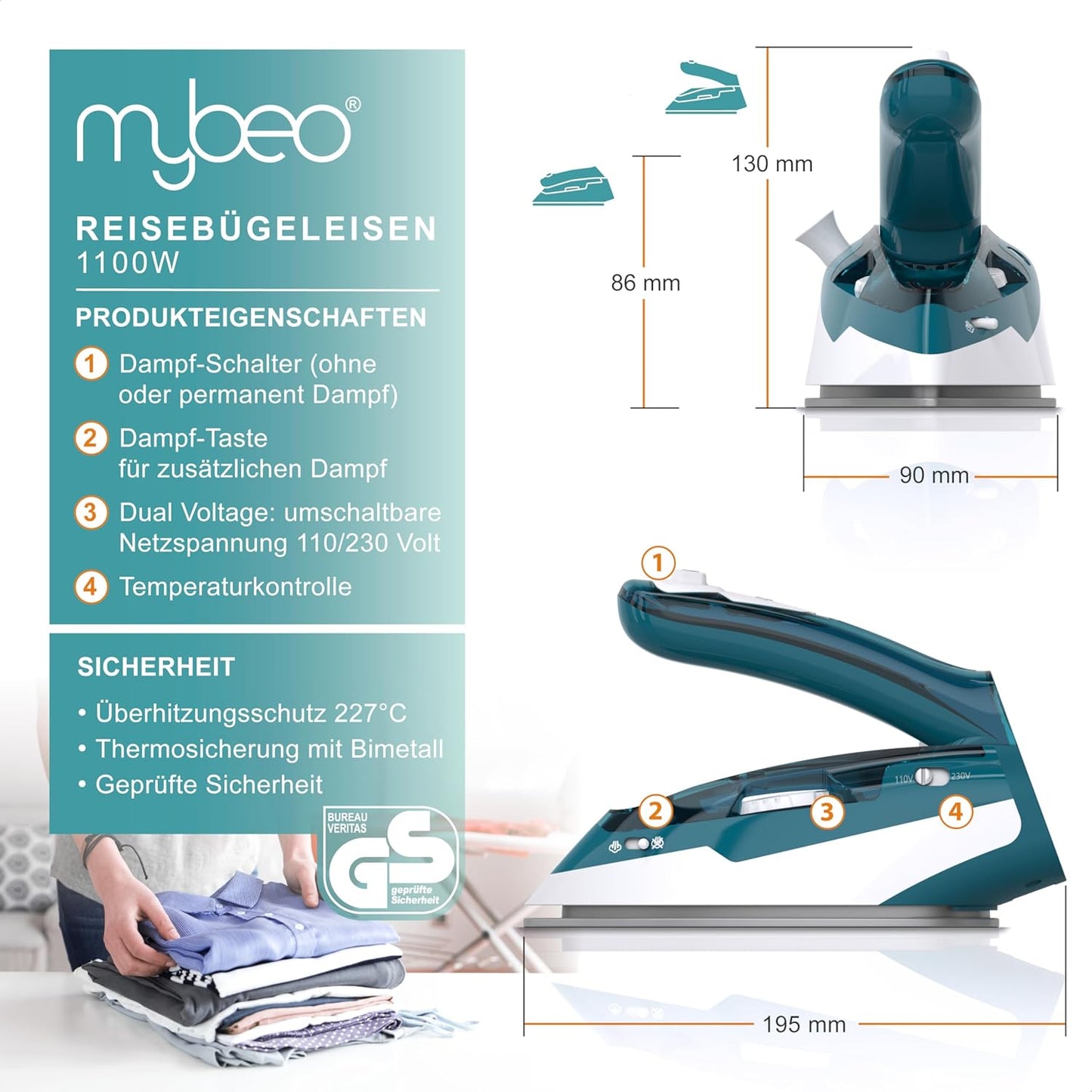 Mini-Reisebügeleisen, A