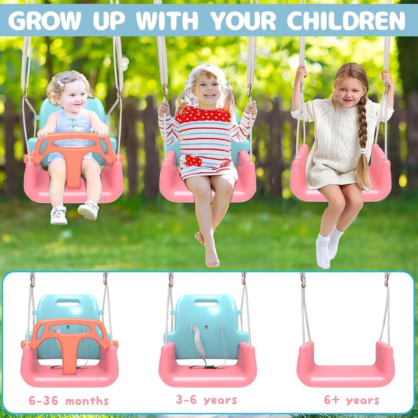 3-in-1 Babyschaukel, Pink