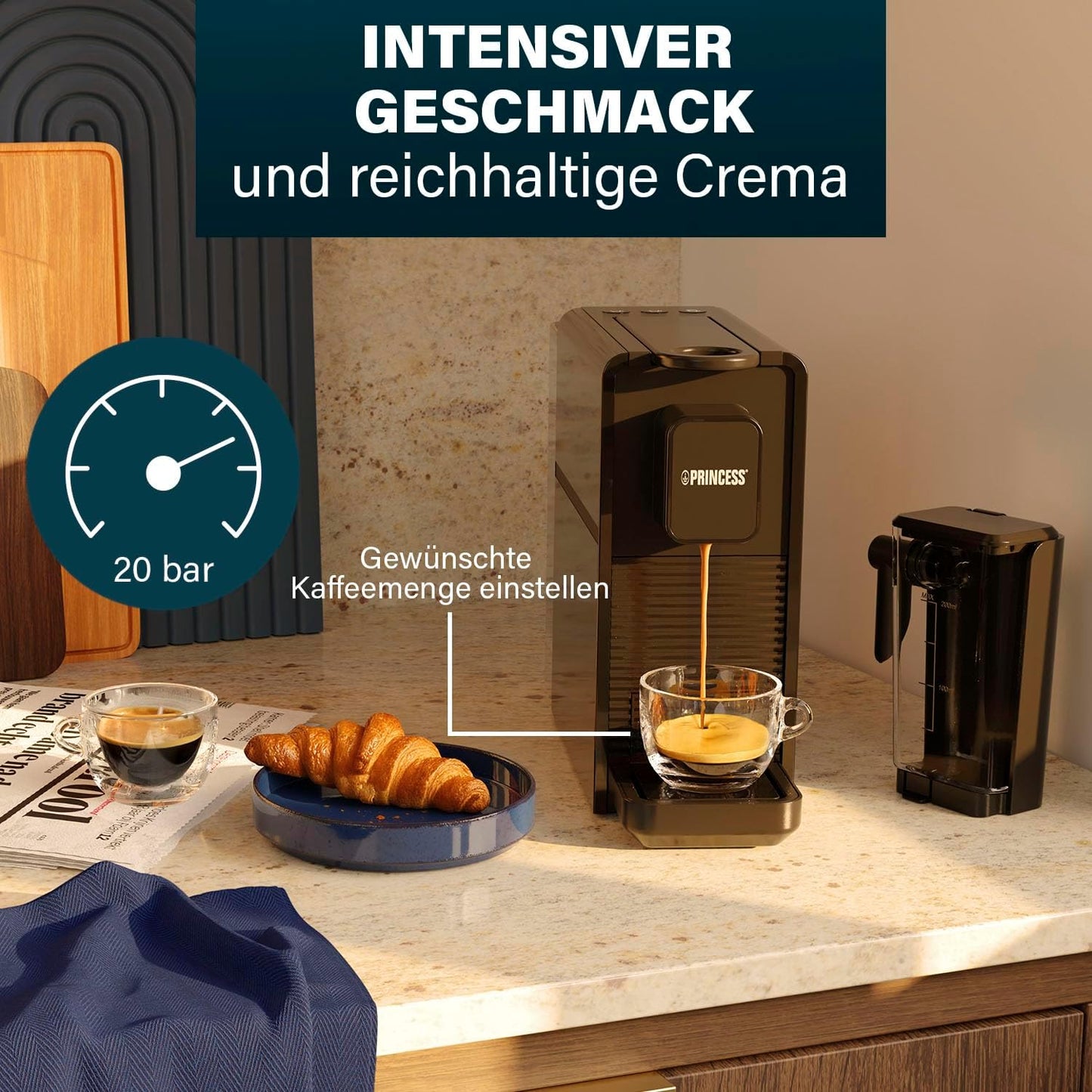 Kapselmaschine mit Milchsystem, Mit automatischem Milchsystem