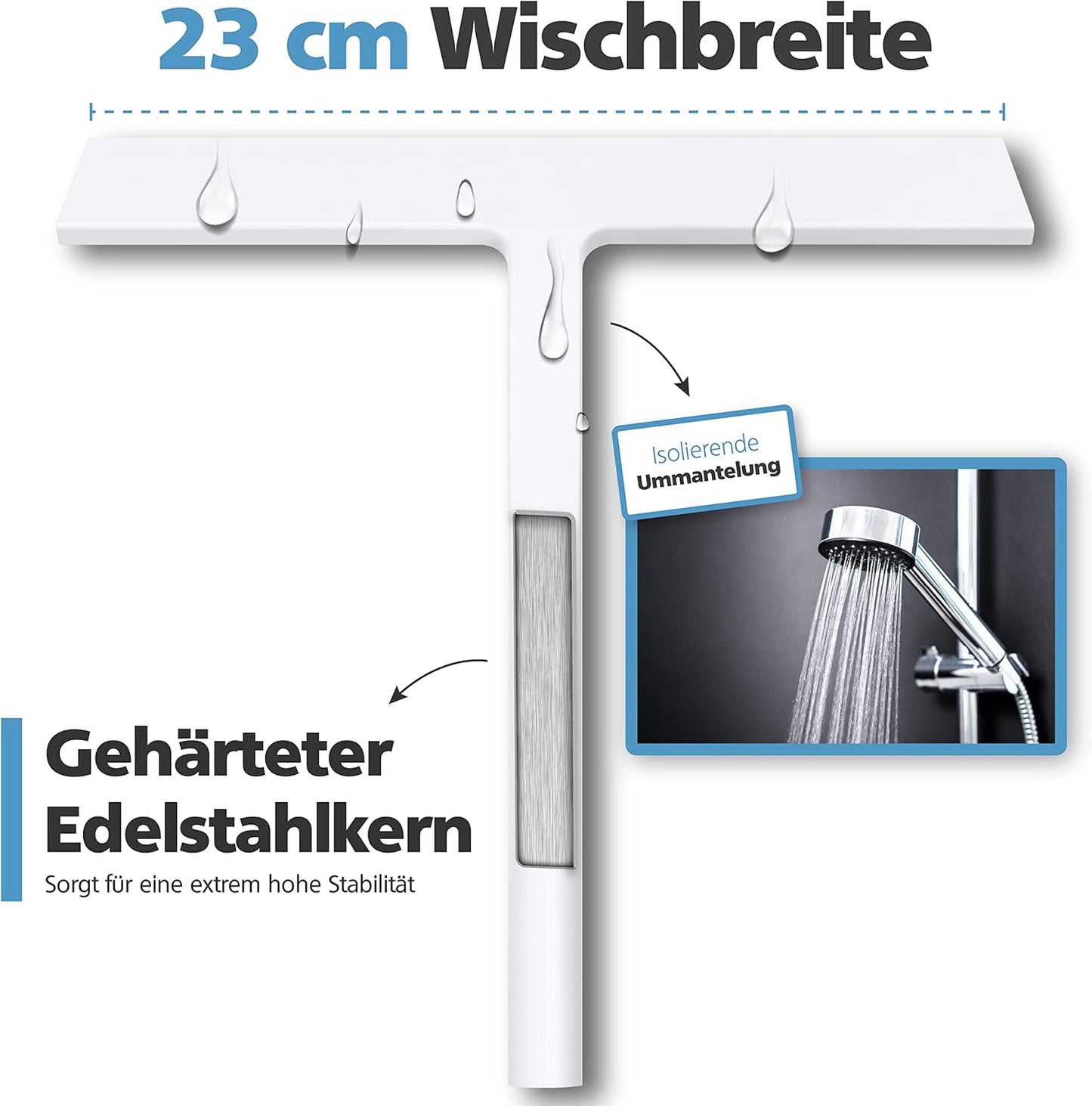 Duschabzieher mit Halterung, Weiss