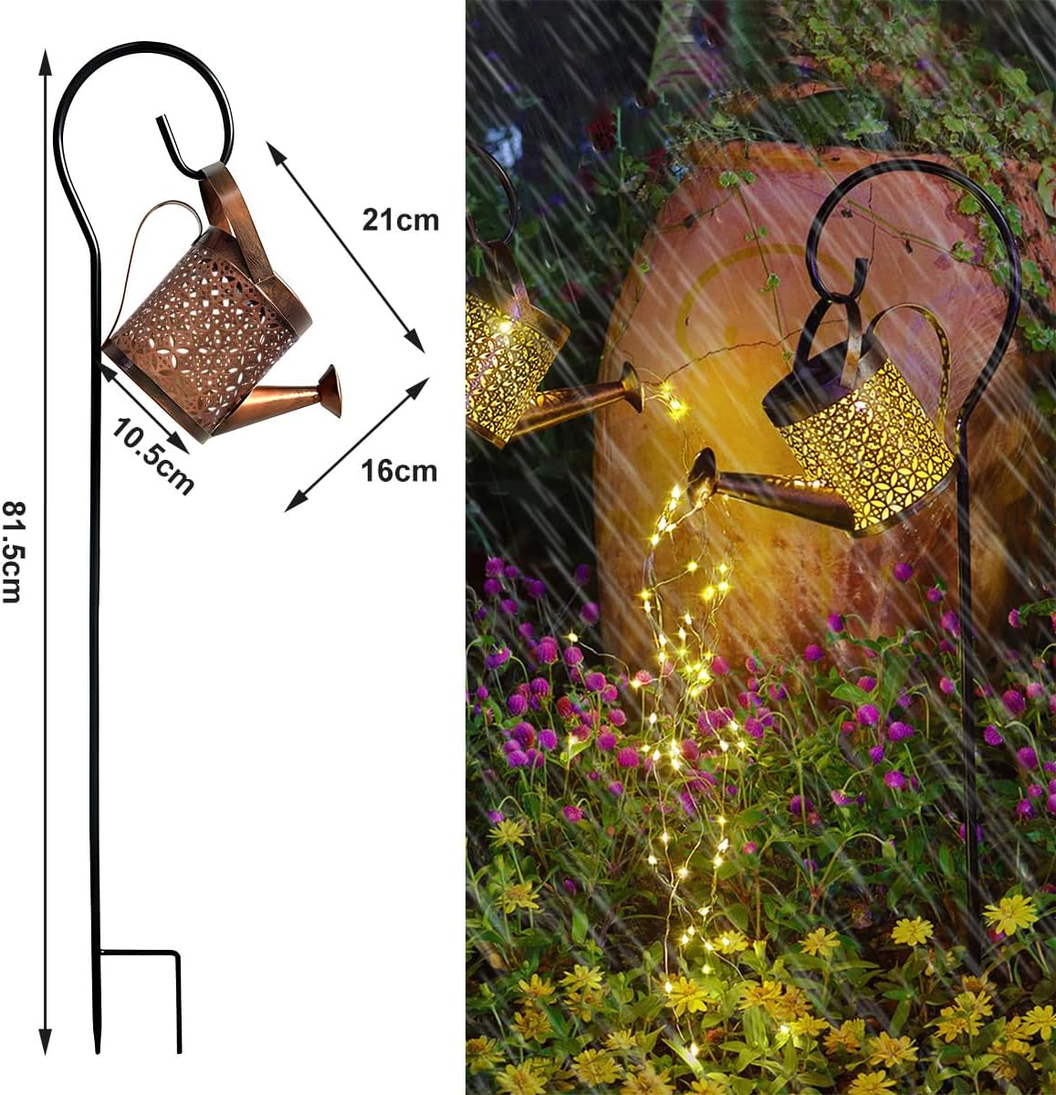 Solar Giesskanne mit Lichterkette, warmweiße