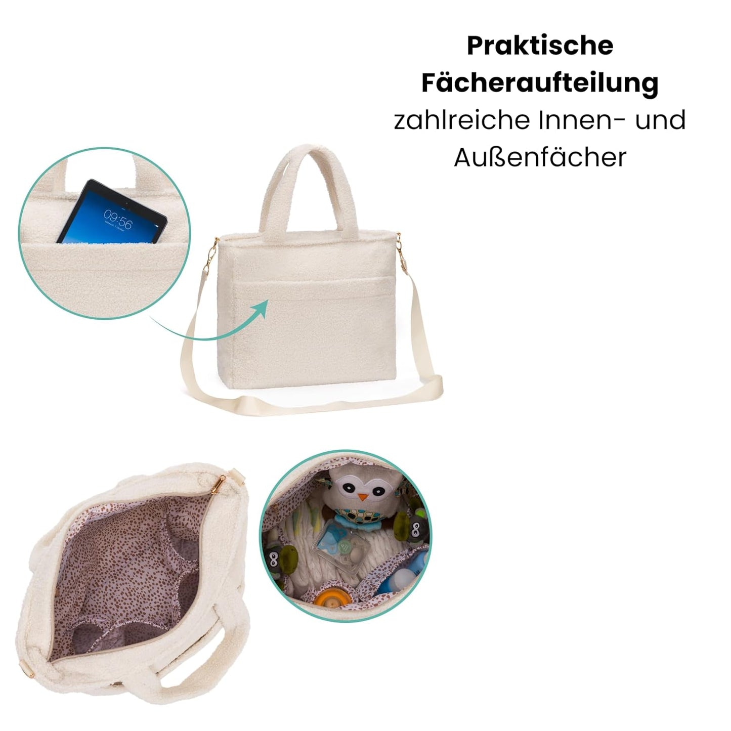 Wickeltasche Teddy Big Exklusiv mit Zubehör, Beige