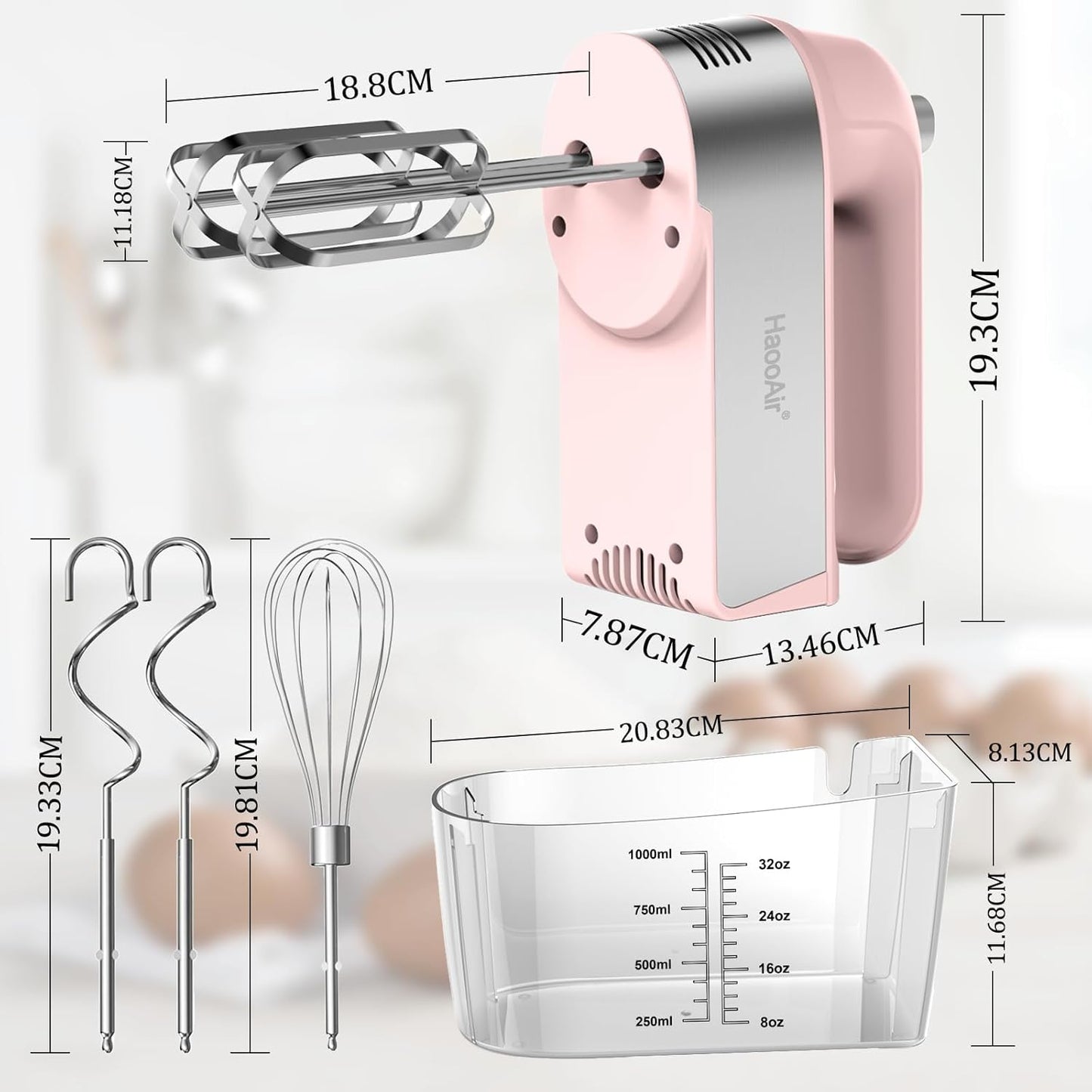 Handmixer mit Zubehör, Pink
