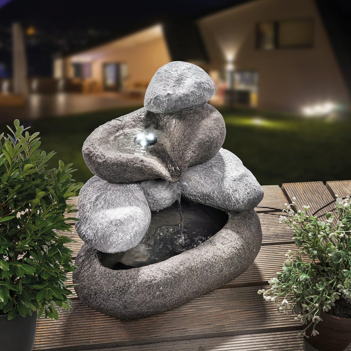 Solar Felsenbrunnen mit LED und Akku