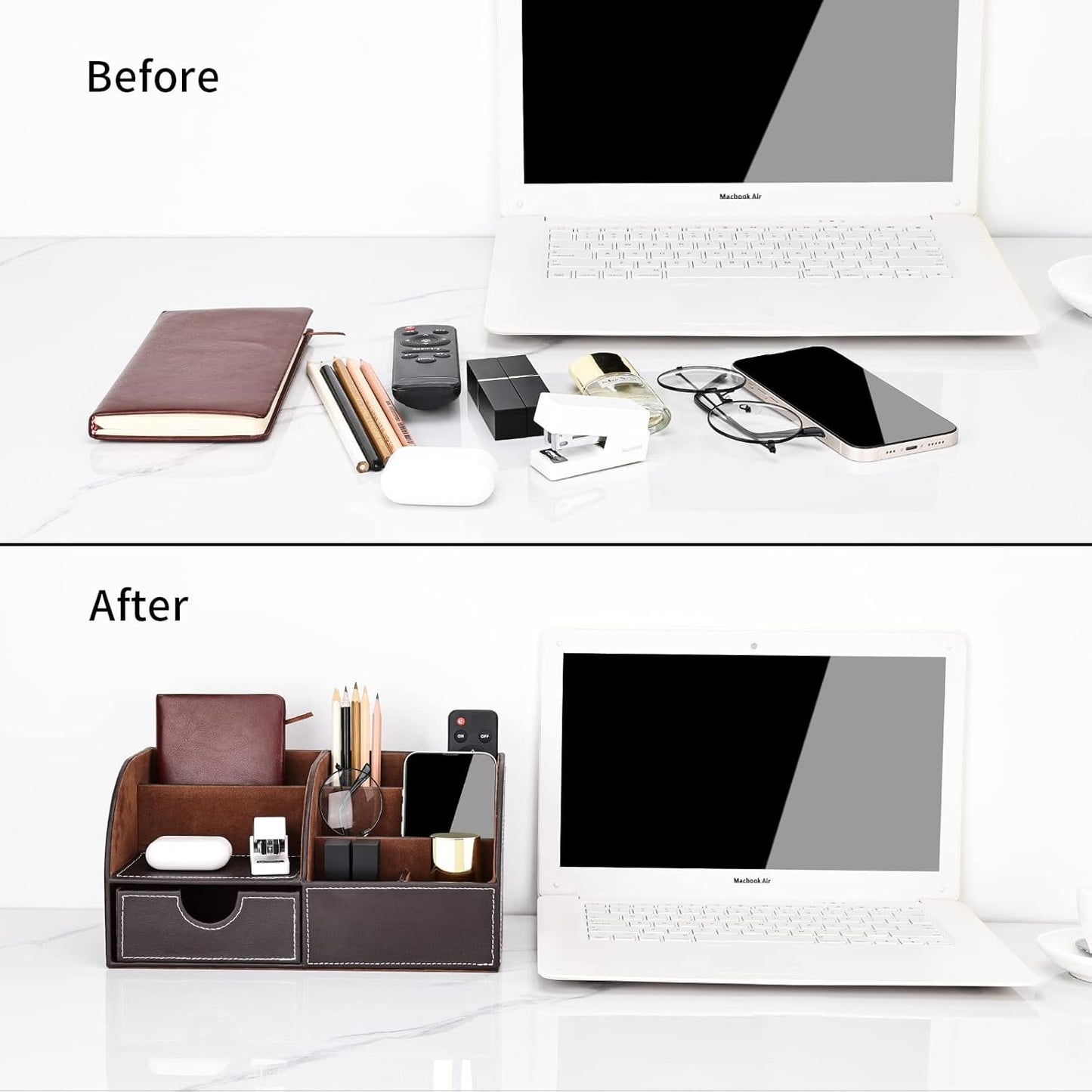 Schreibtisch Organizer mit 7 Fächern, Braun