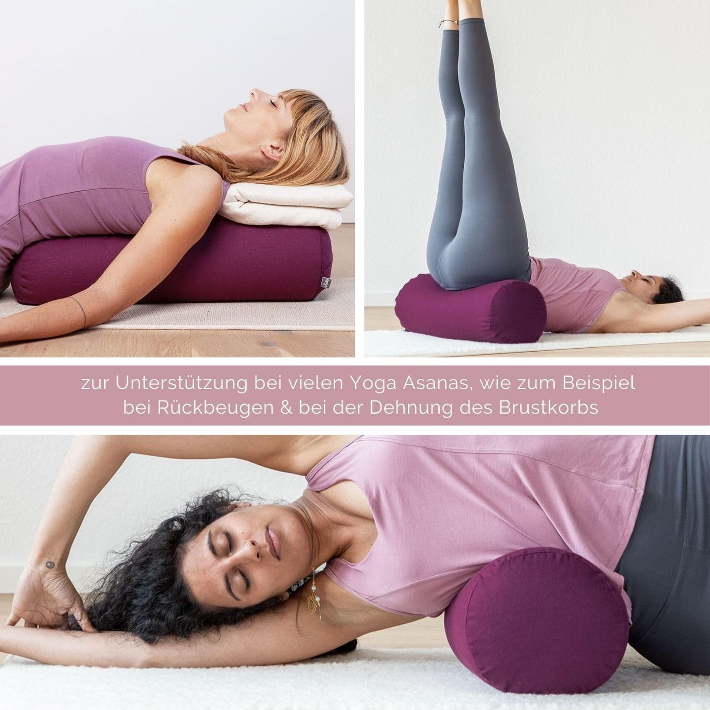 Yoga Bolster Eco mit Bio-Dinkelfüllung, schwarz