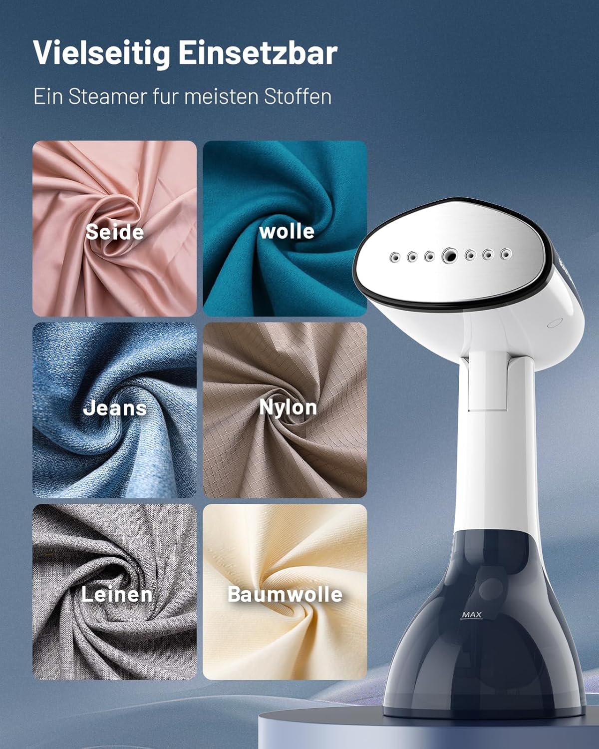 Dampfglätter mit Abschaltautomatik, Blau-weiss