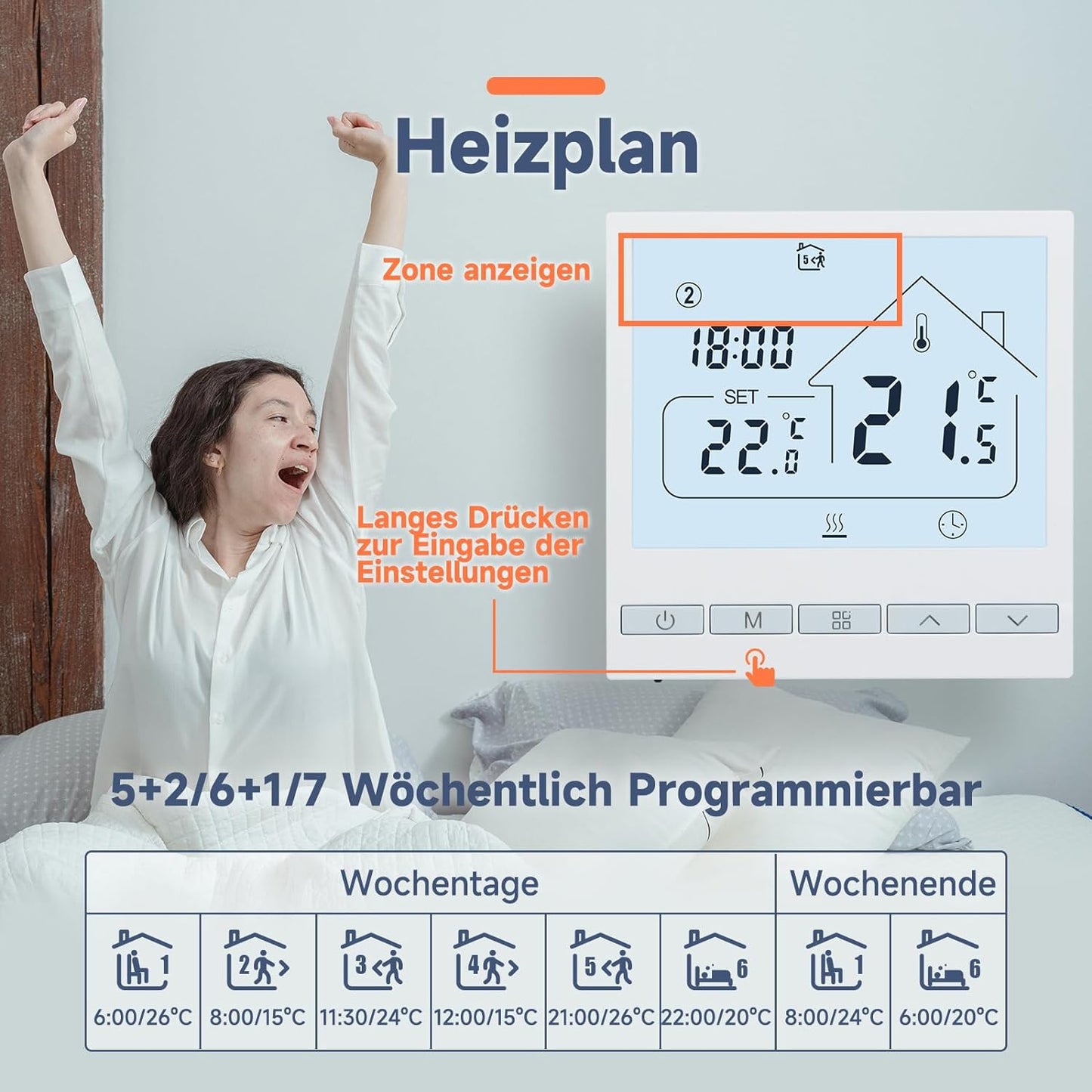 Raumthermostat - TOL47-WP, Wasserheizung Thermostat, 1Stk_No-WIFI