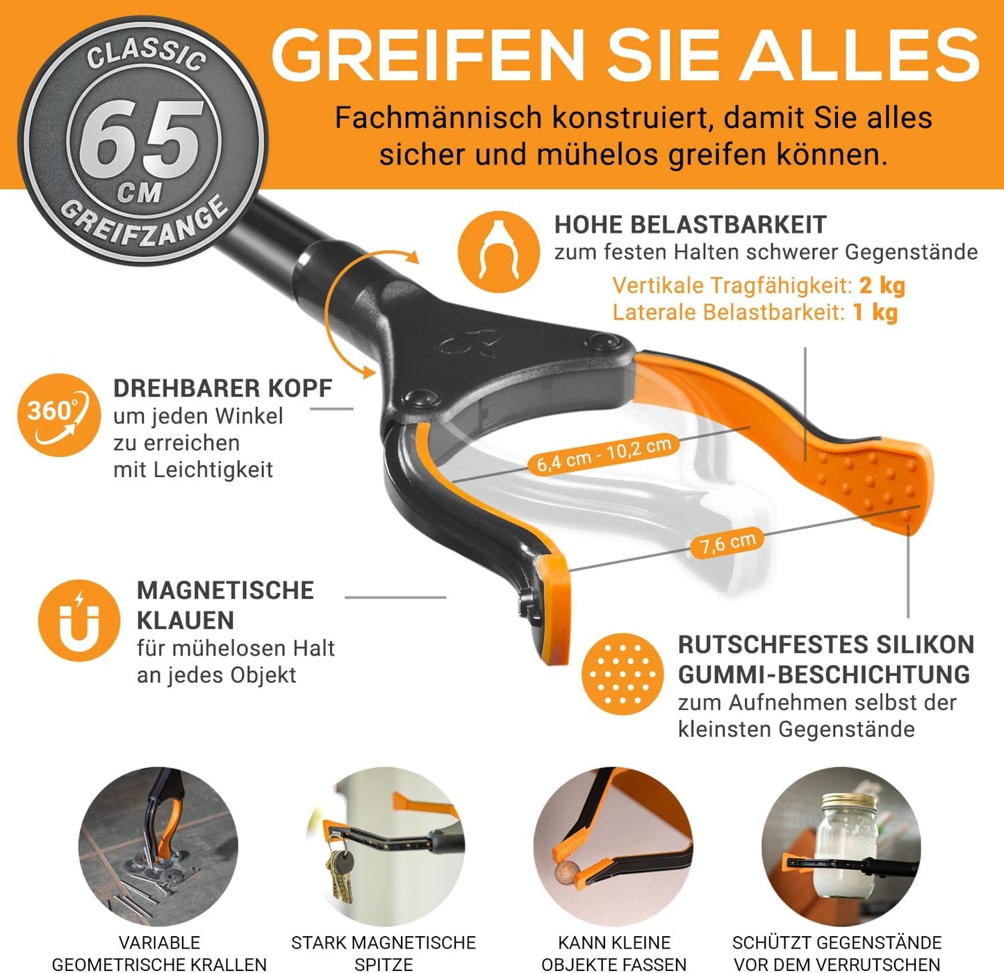 Greifzange mit Magnetarm, 66 cm