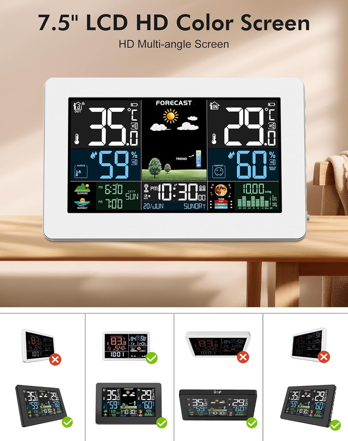 Funk-Wetterstation mit Aussensensor, Weiss