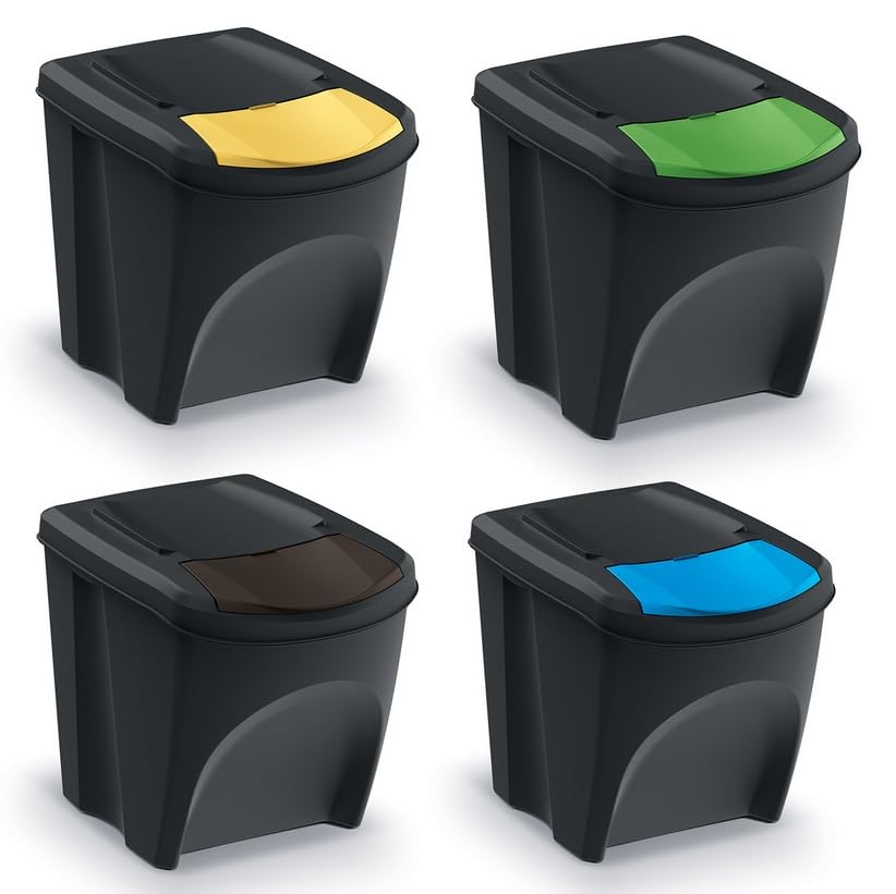 4-teiliges Mülltrennsystem Sortibox, 4 x 25L Anthrazit