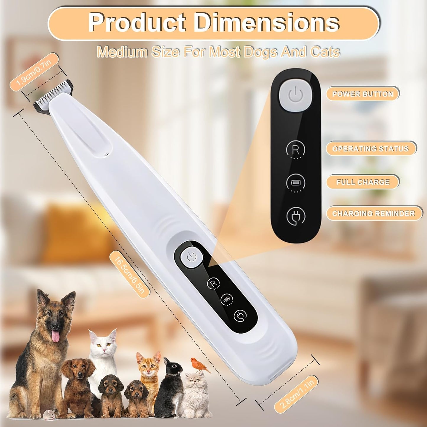 PawTrim Pro Pfotentrimmer F6-02 mit LED-Licht, kabellos, F6-02