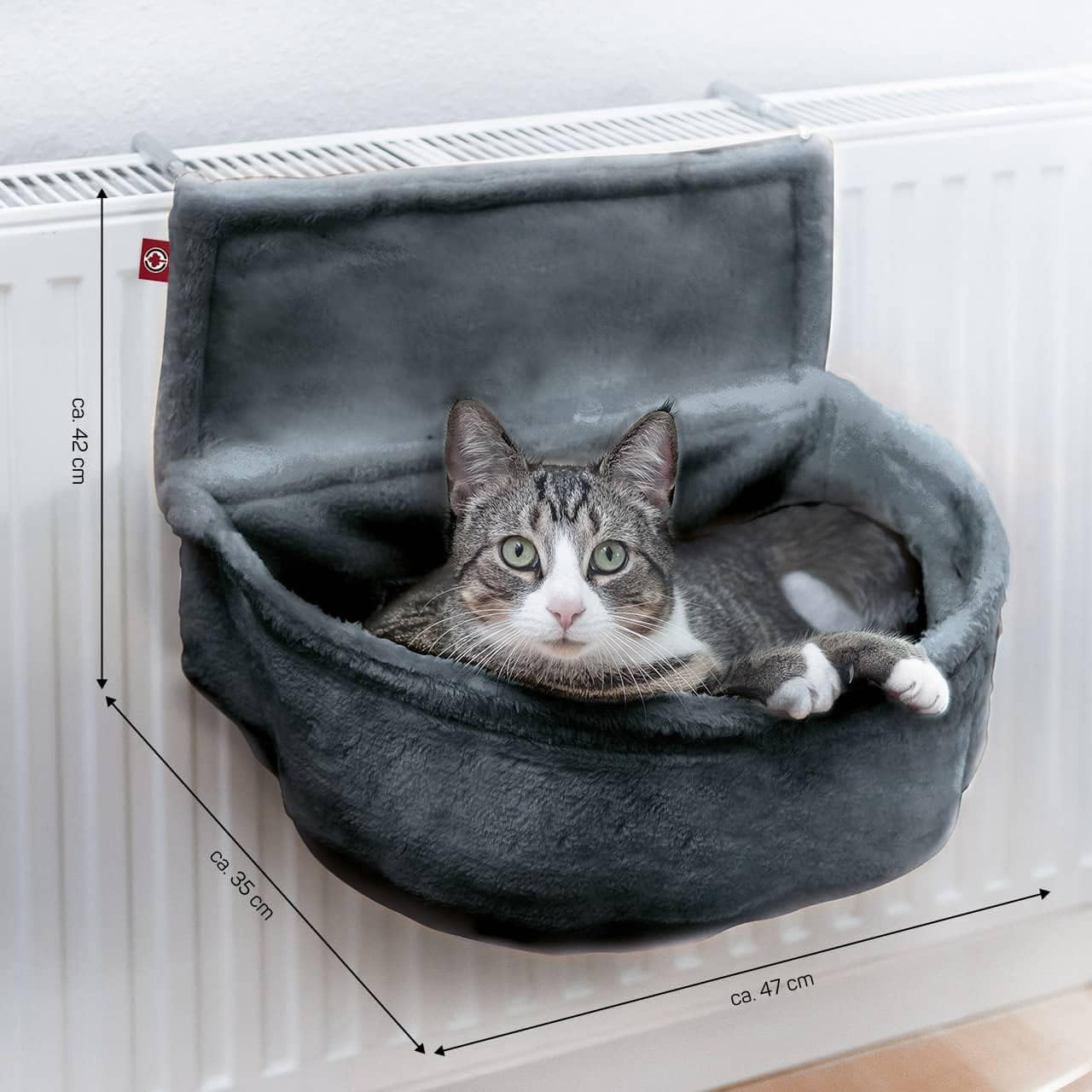 Katzen-Kuschelsack für Heizkörper, Anthrazit