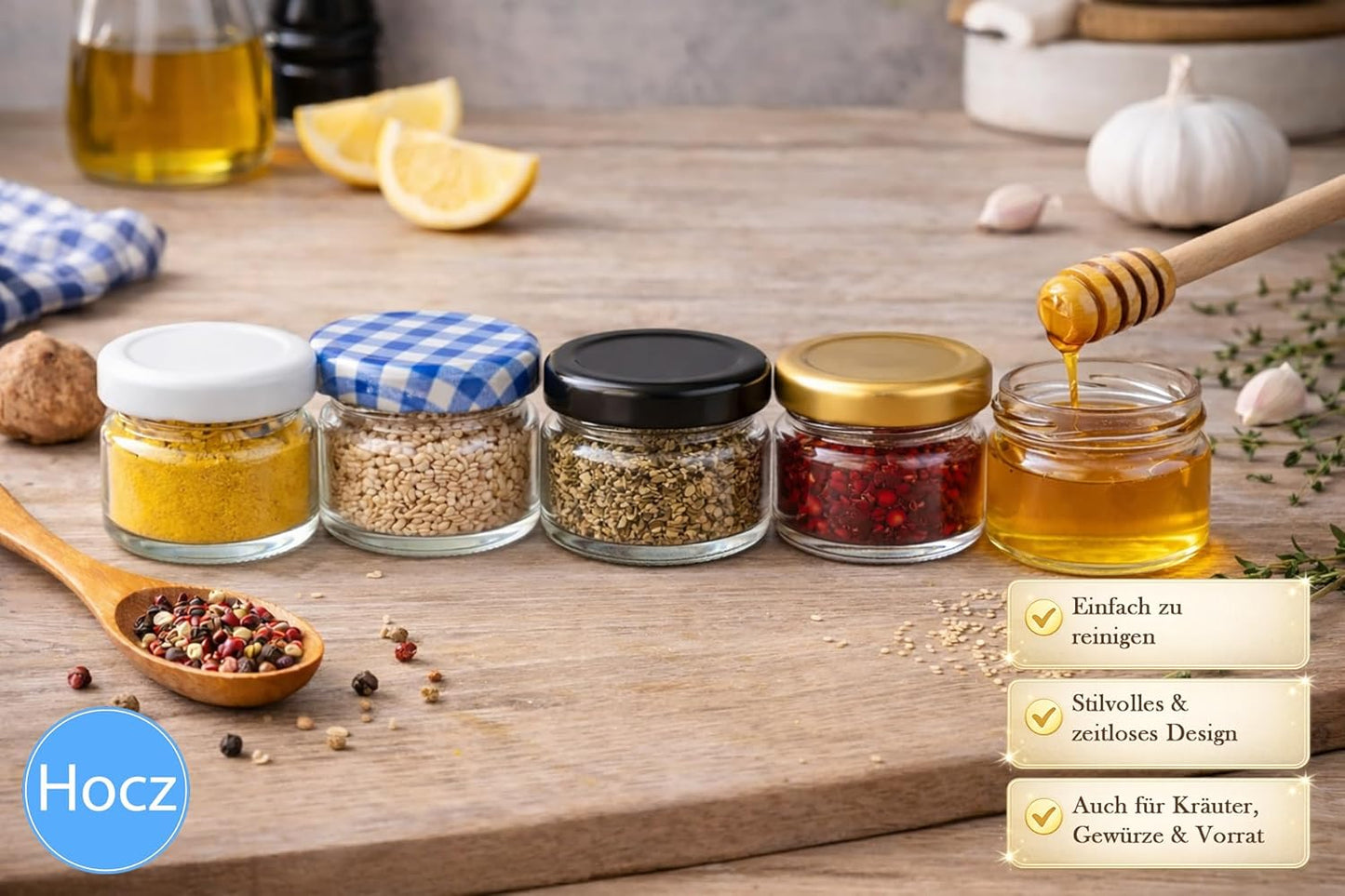 Mini Marmeladengläser-Set mit Schraubdeckel (12 Stück, 30 ml), Obst 30 ml 12