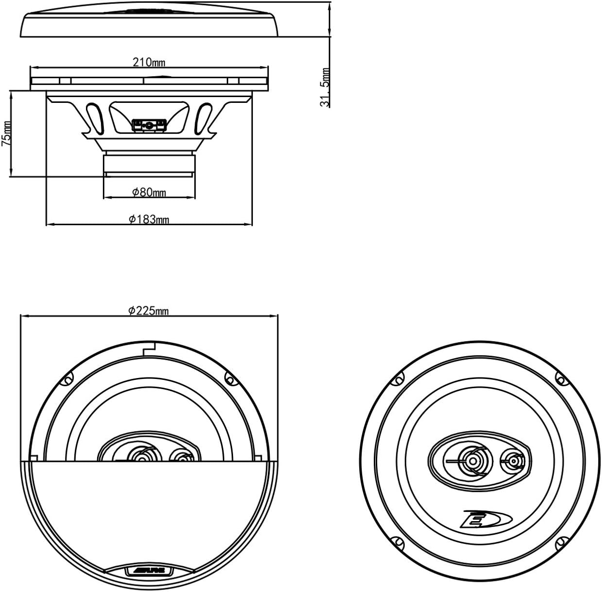 3-Wege-Koaxiallautsprecher SXE-2035S