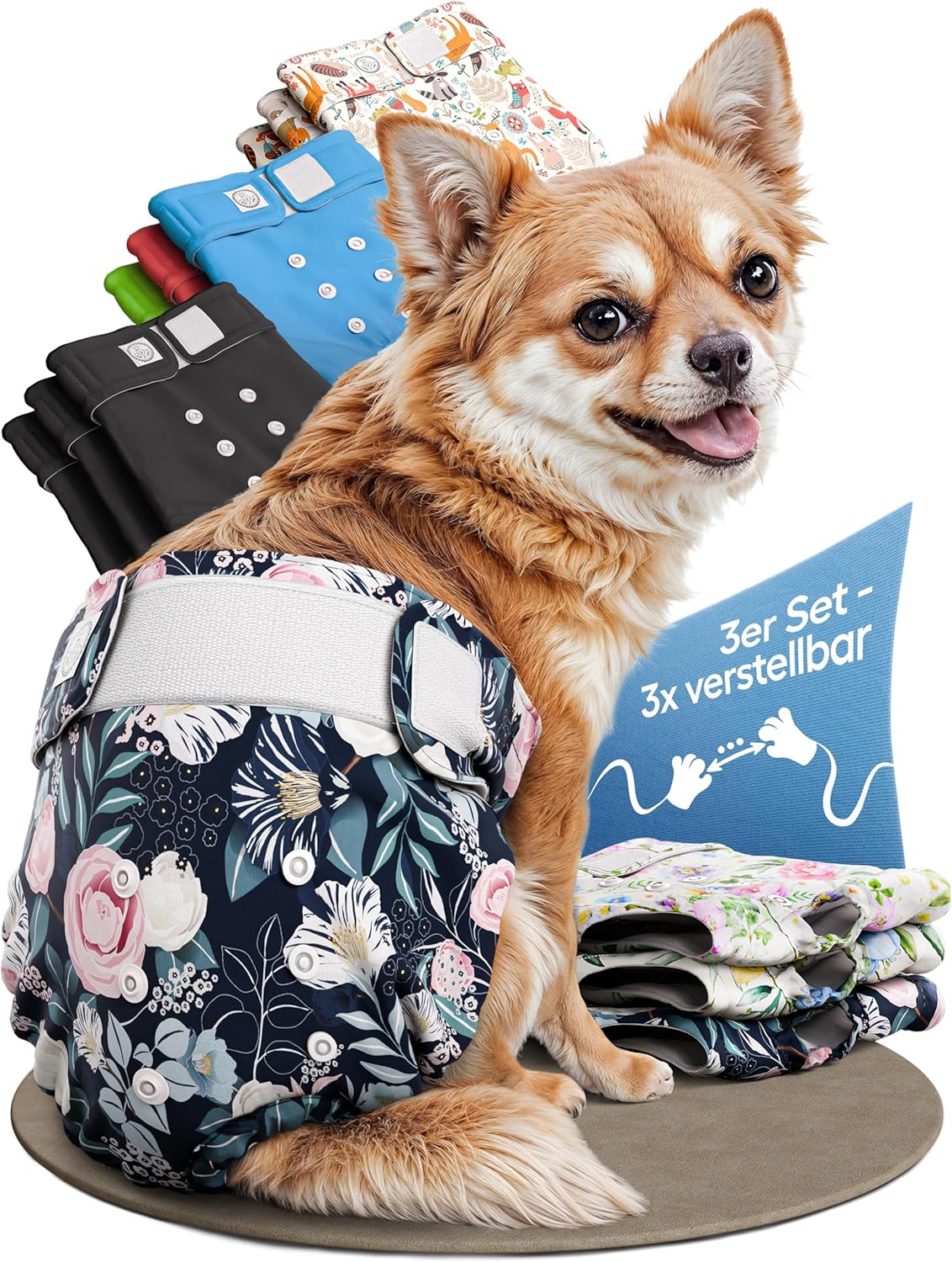 3 x Hundewindeln, Blumen / XS (21 - 29cm)