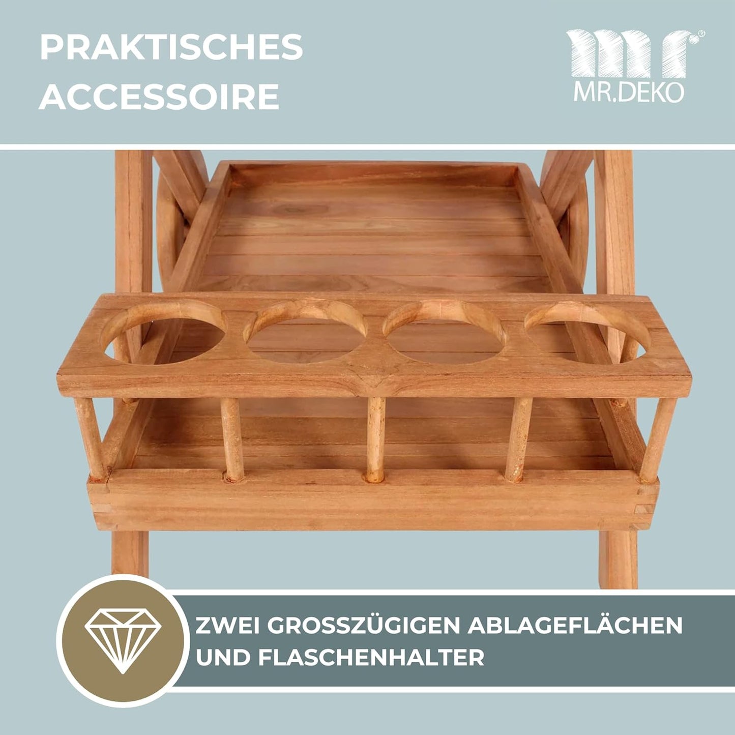 Servierwagen Chester aus Teakholz