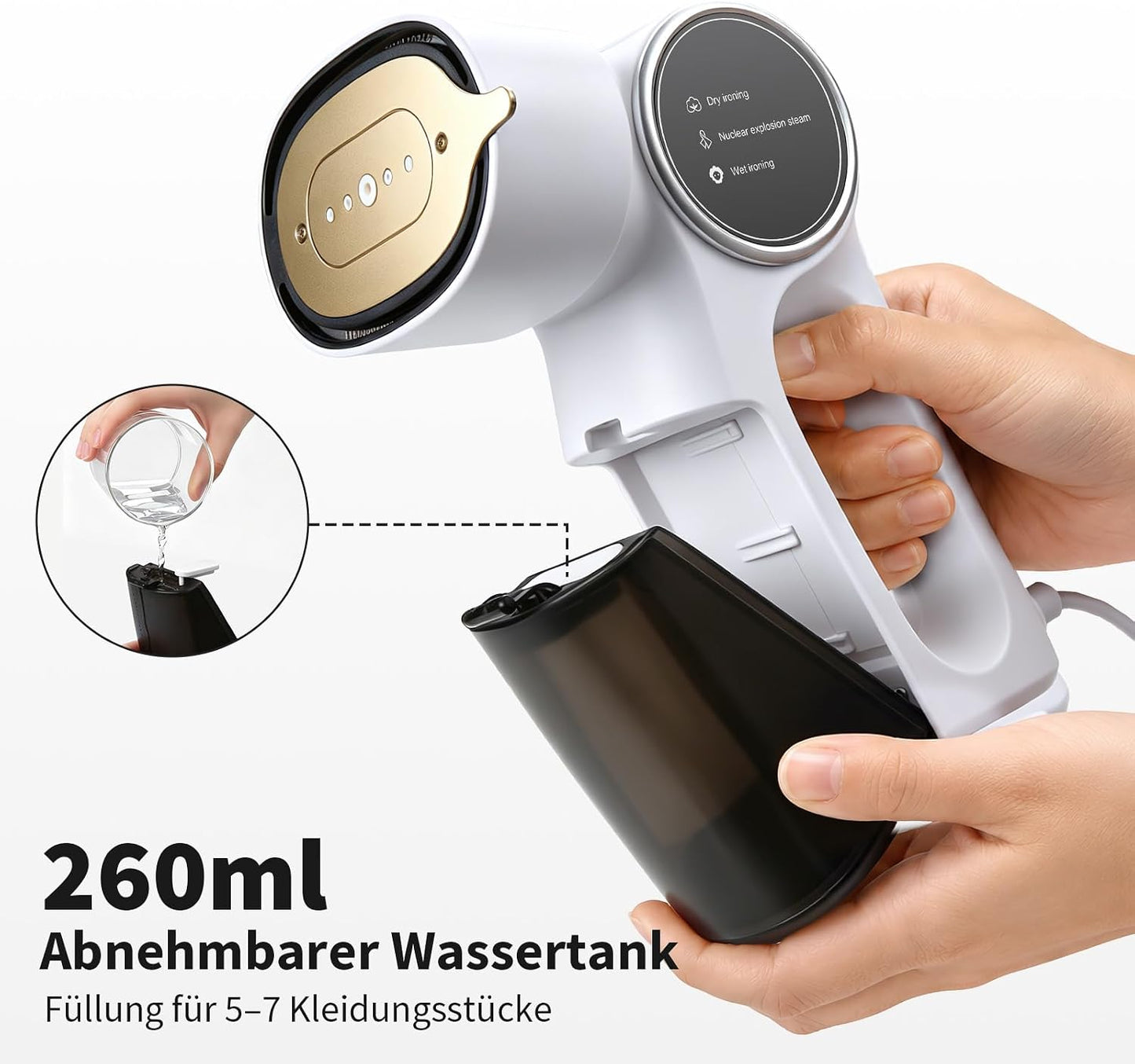 2-in-1 Dampfglätter mit Saugfunktion und 260ml Tank
