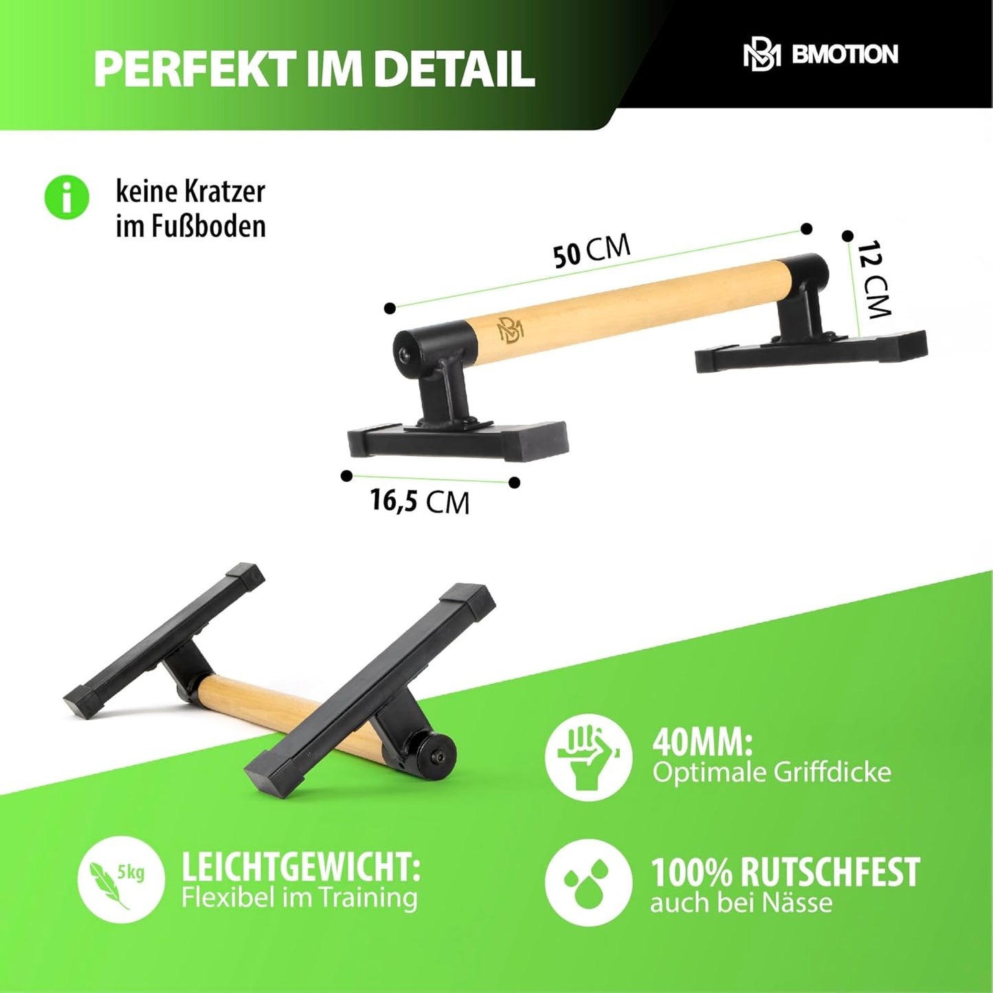 Parallettes Liegestützgriffe mit Handgelenksbandagen