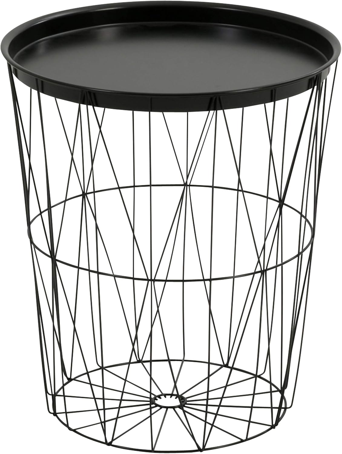 Drahtkorb-Beistelltisch, Ø ca. 40 cm Schwarz