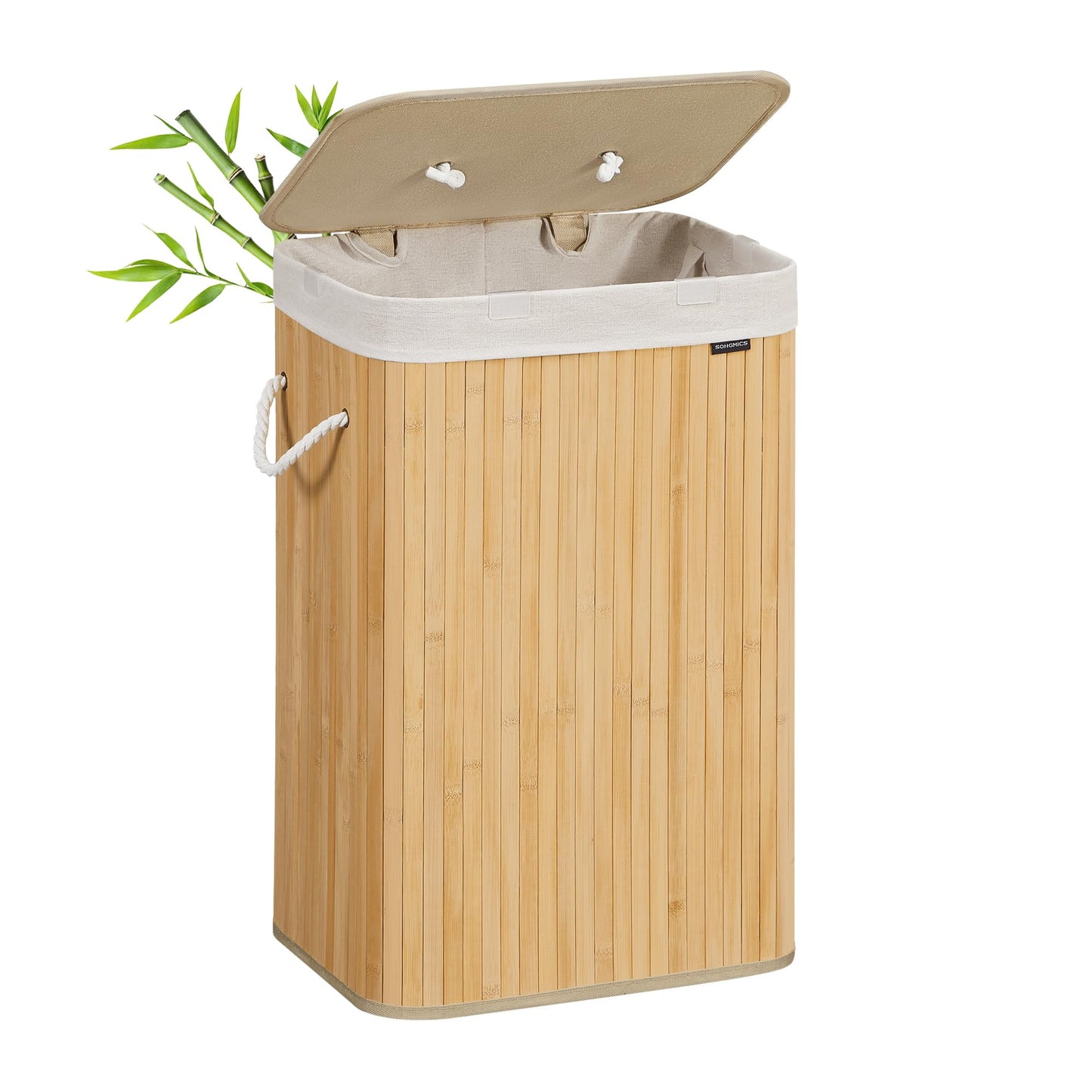 Wäschekorb mit Deckel, 72 Liter, 72 L Naturfarben