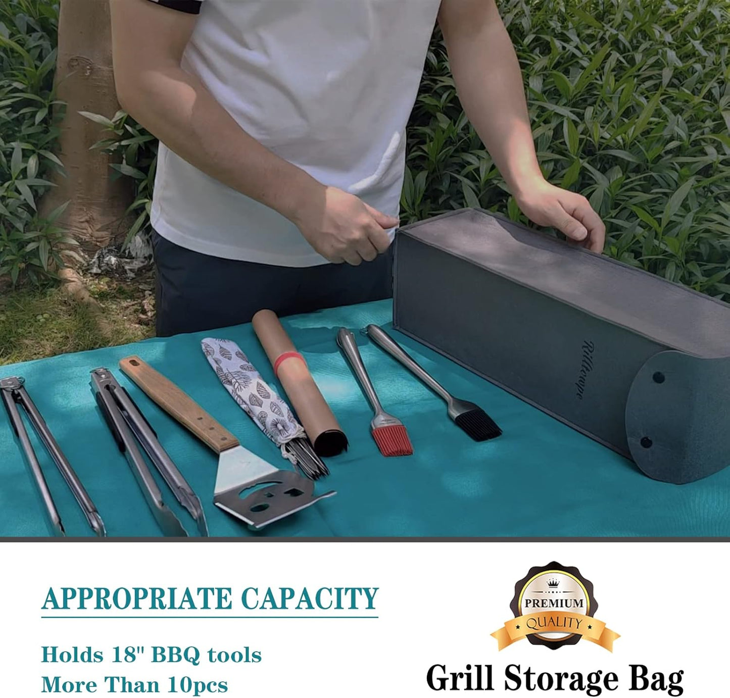 Grillwerkzeug-Aufbewahrungstasche, Dunkelgrau