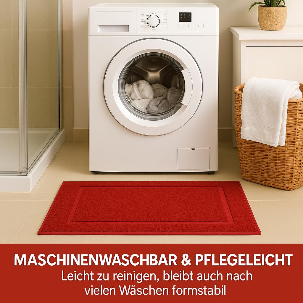 2er-Set Badematten, 50x70 cm, 2x Badvorleger Rot
