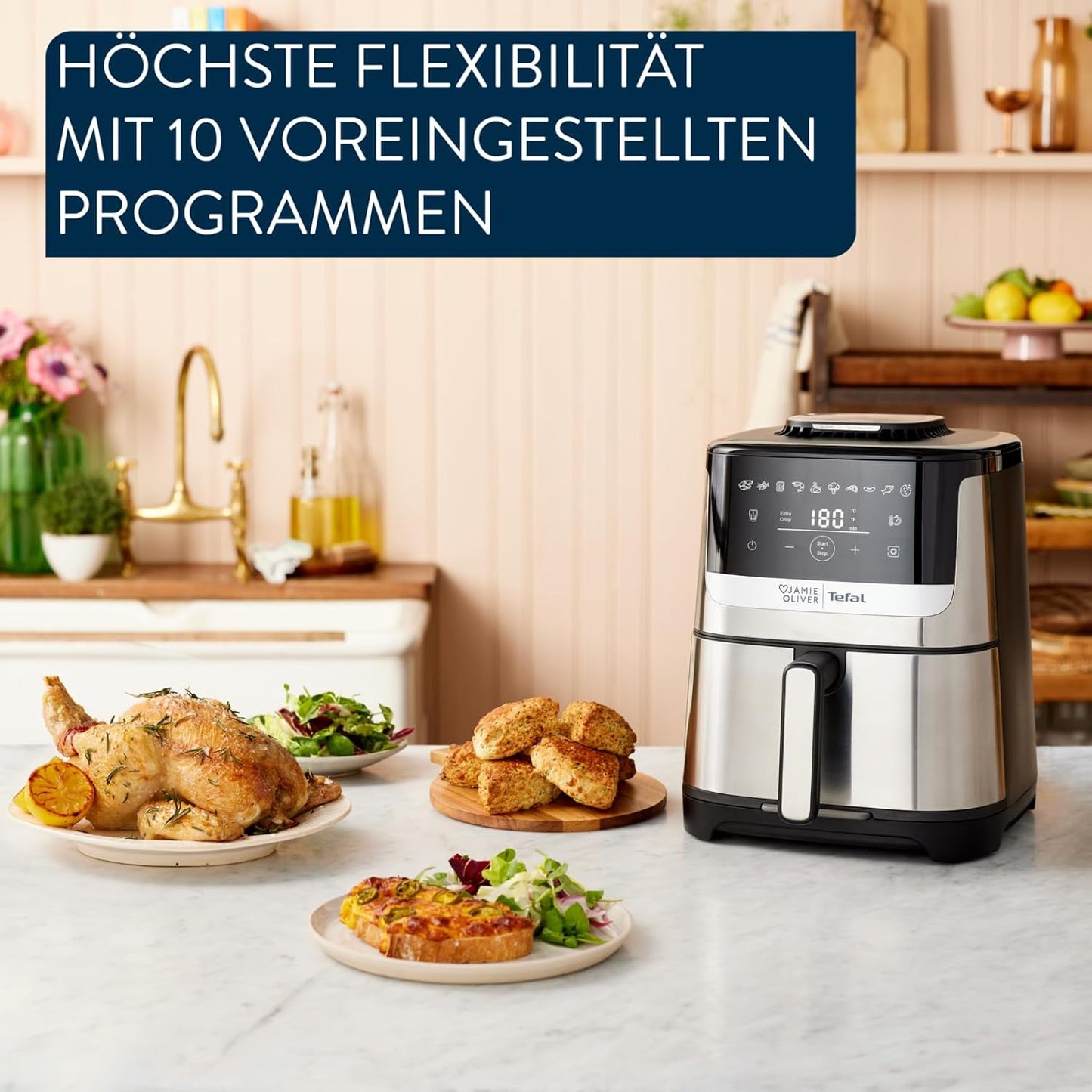 Easy Fry Silence Deluxe Heissluftfritteuse EY55JDE0, Deluxe 5 L by Jamie Oliver