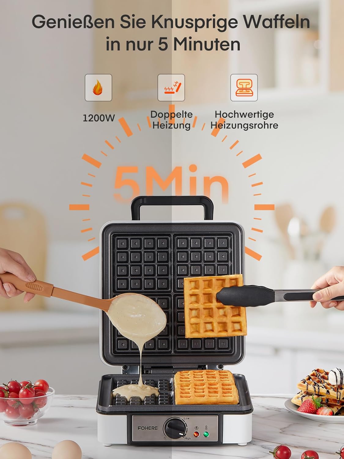 Waffeleisen für 4 Waffeln, 4 Waffeln