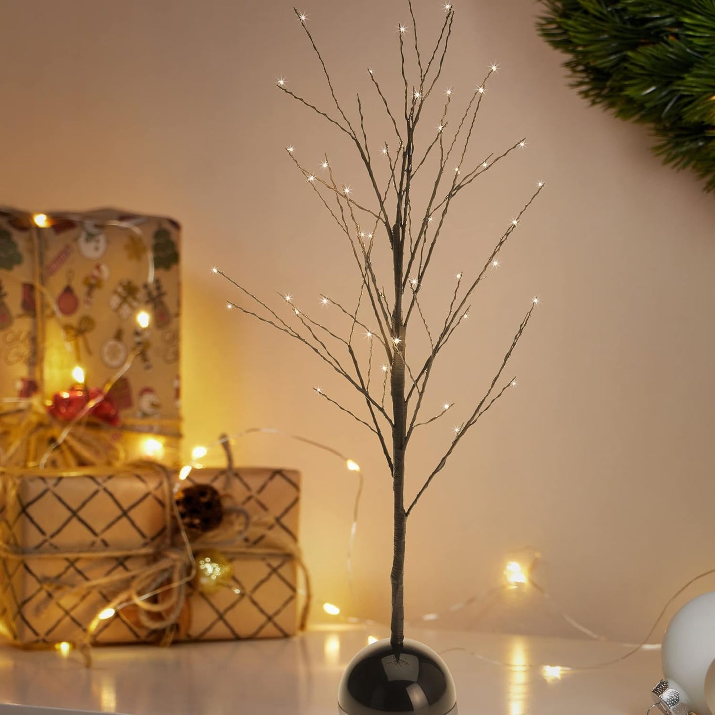 LED-Leuchtbaum mit 48 Lichtern, Baum mit Ständer - 48 Led