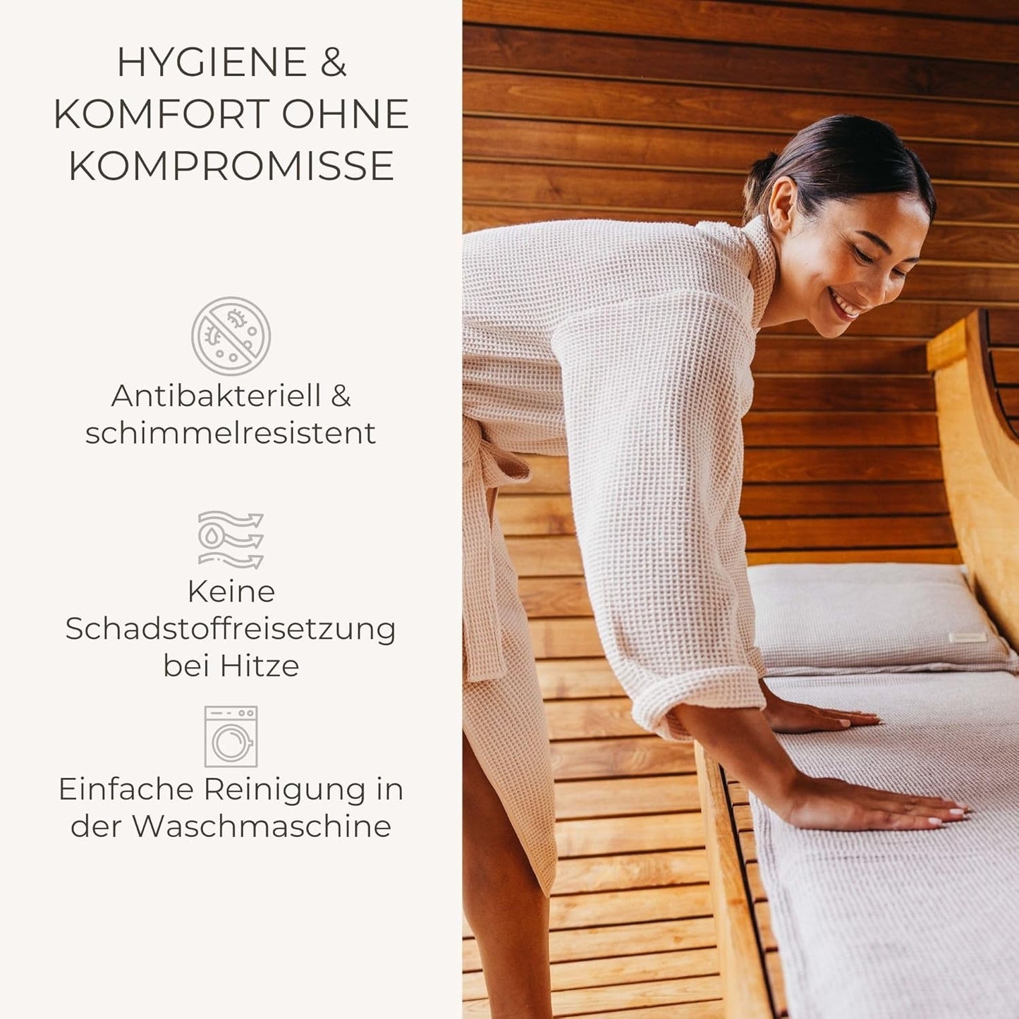 Sauna-Set: Kissen & Handtuch, Sauna-Set Perlmutt