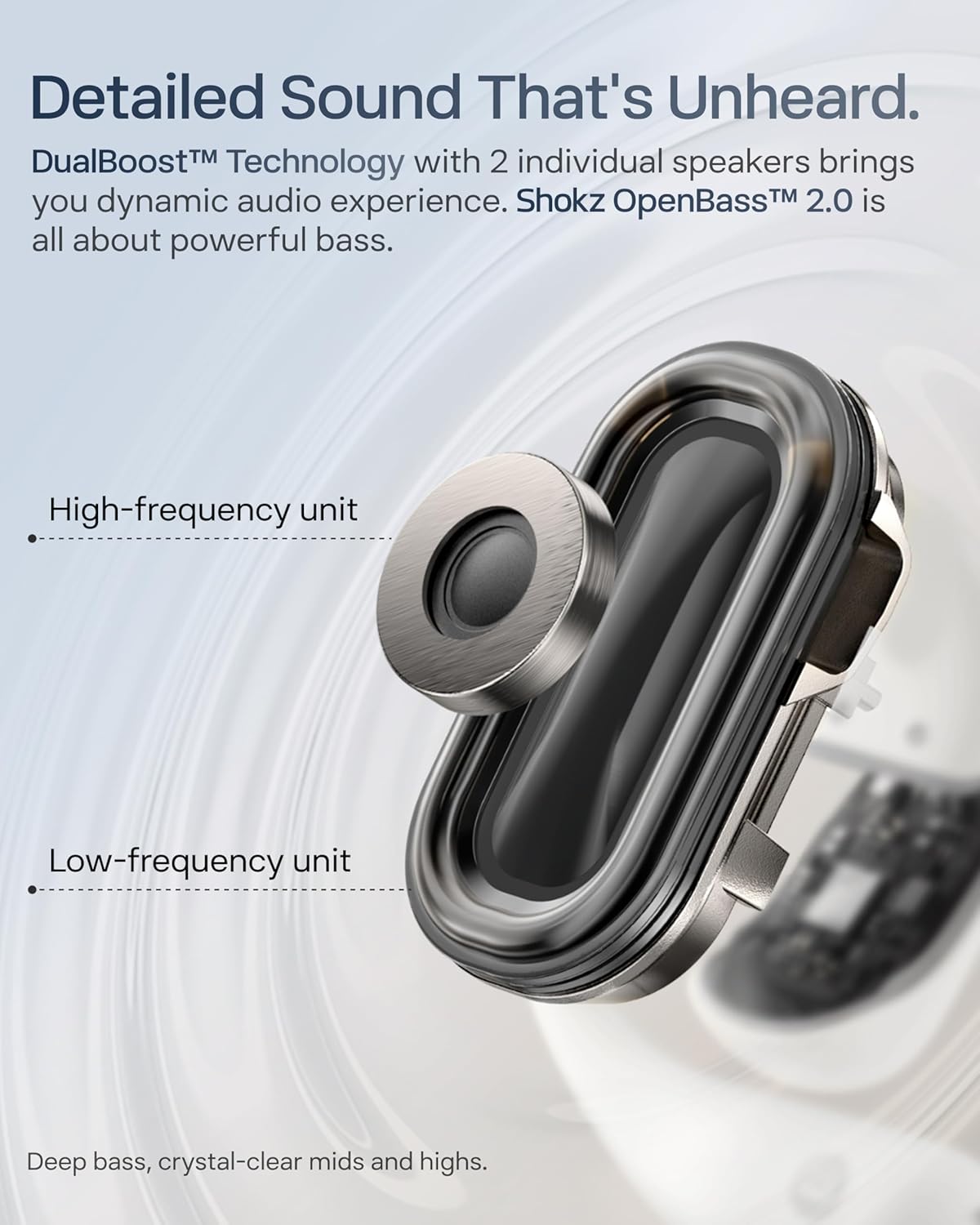 OpenFit 2+ Open-Ear-Kopfhörer, Typ-C-Laden &kabelloses Laden+ Dolby Audio Grau