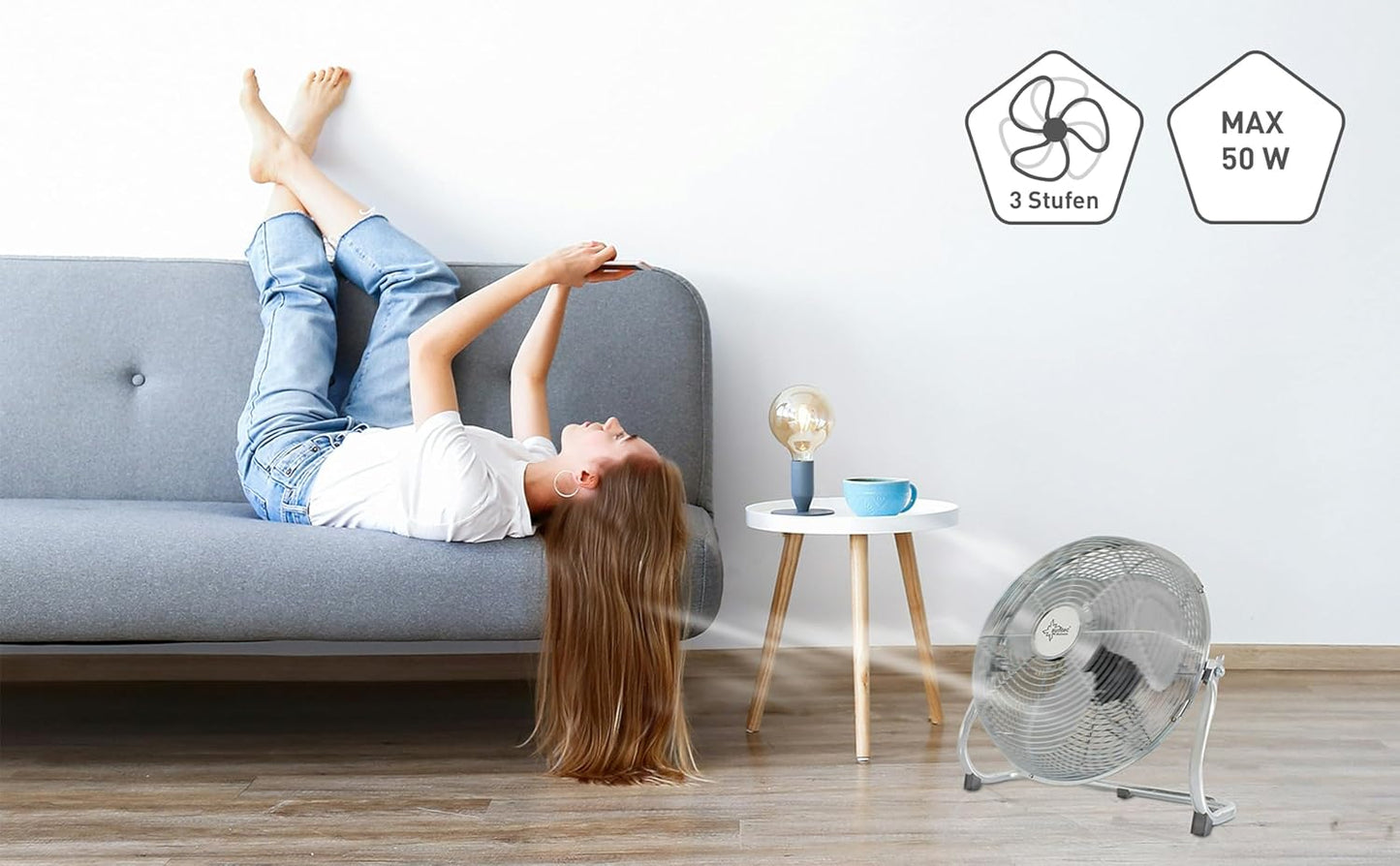 Bodenventilator CoolBreeze 3500 BV, leise, tragbar