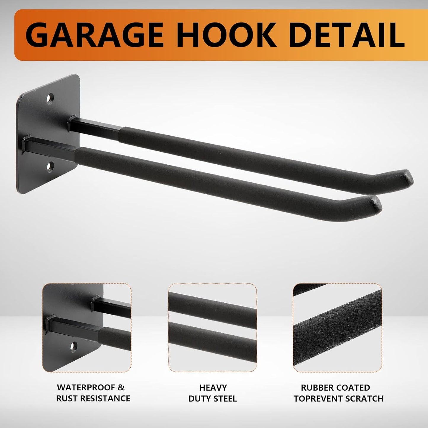 4-teiliges Garagenhaken-Set, 4 Stück Vierkantrohrhaken -14"